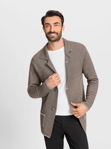 Marco Donati Cardigan mit Reverskragen - taupe-meliert