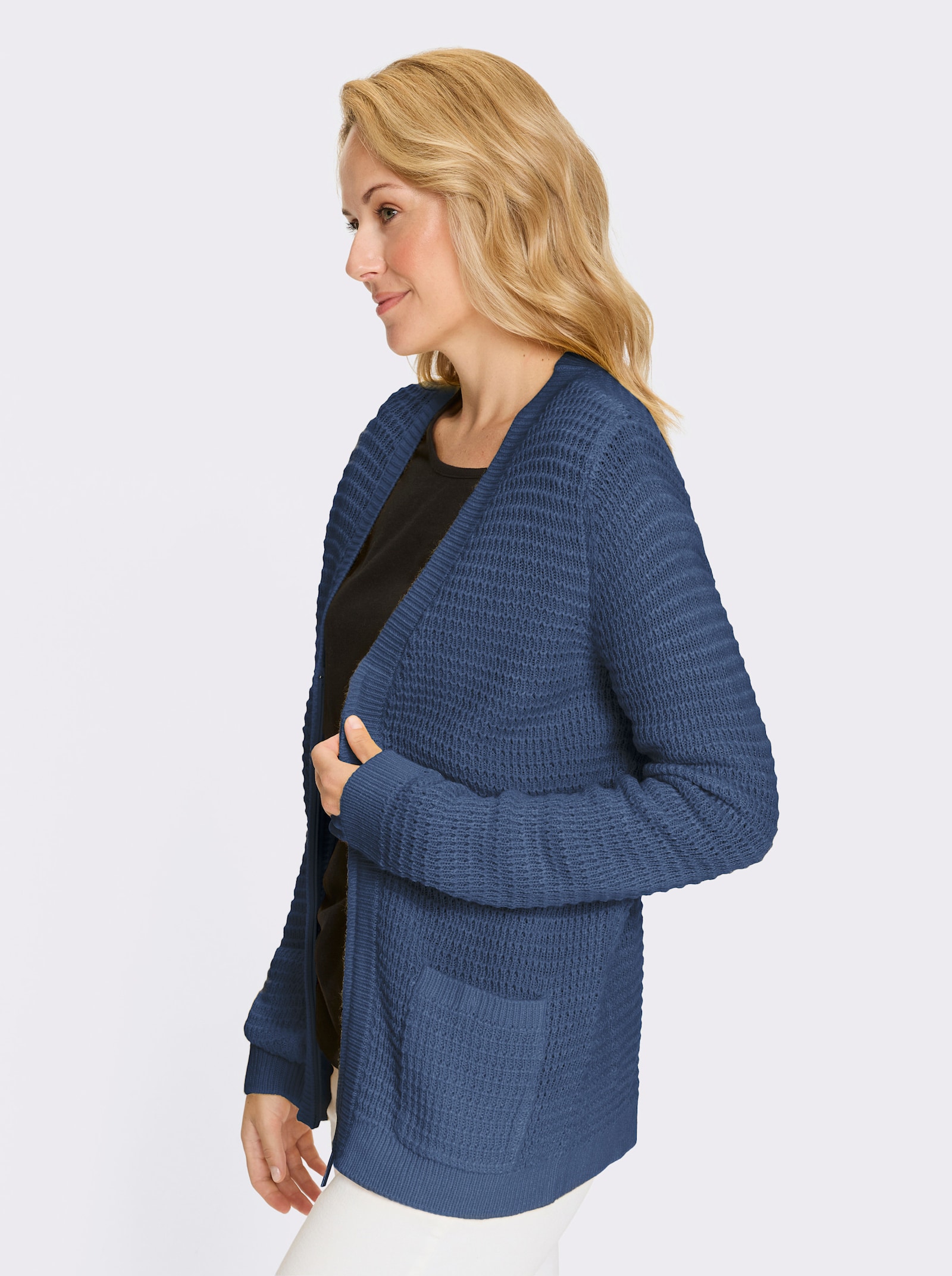Svetr se zapínáním na zip - džínová modrá