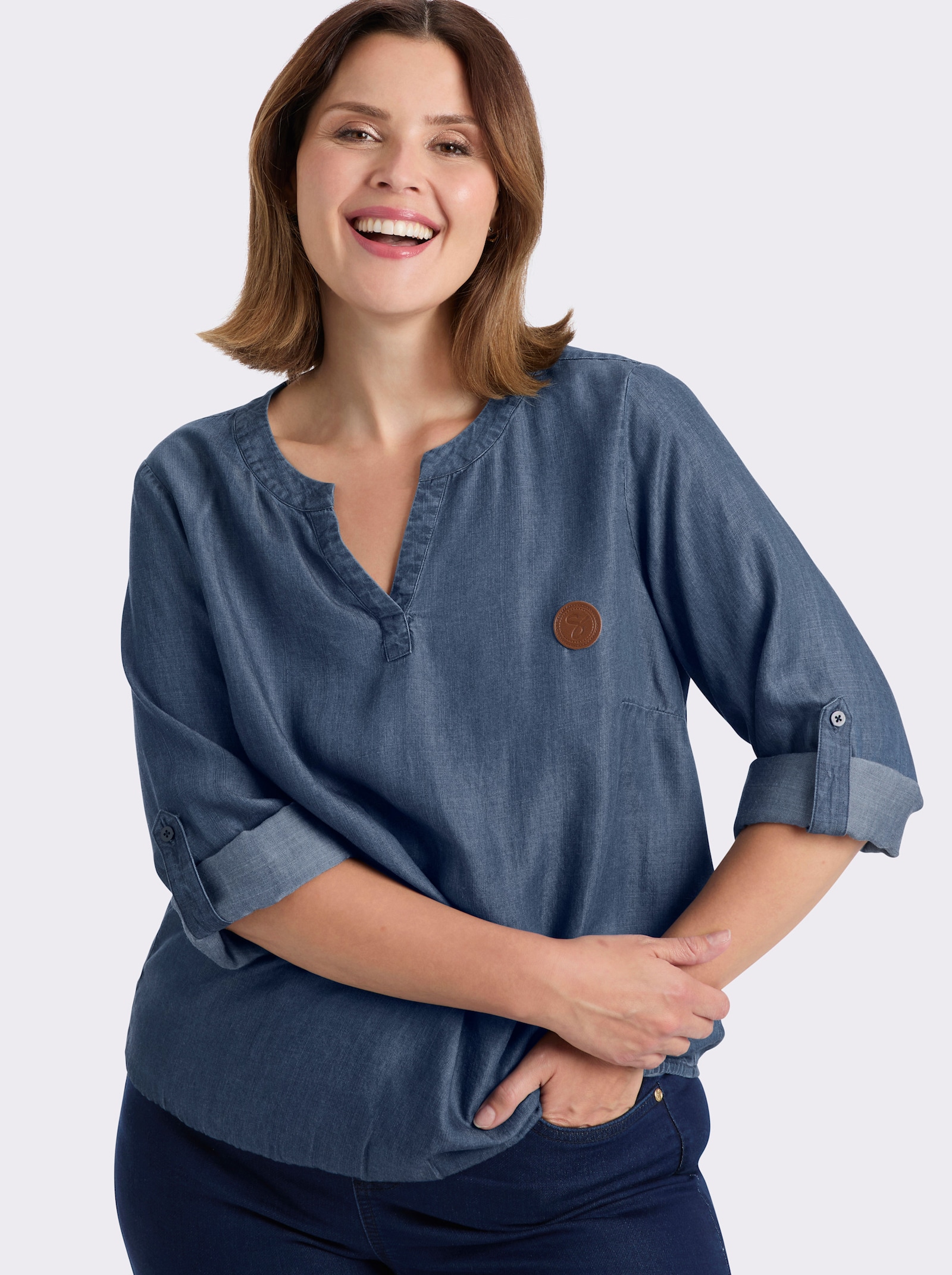 sheego Tunika in Jeans-Optik - blue-stone-washed