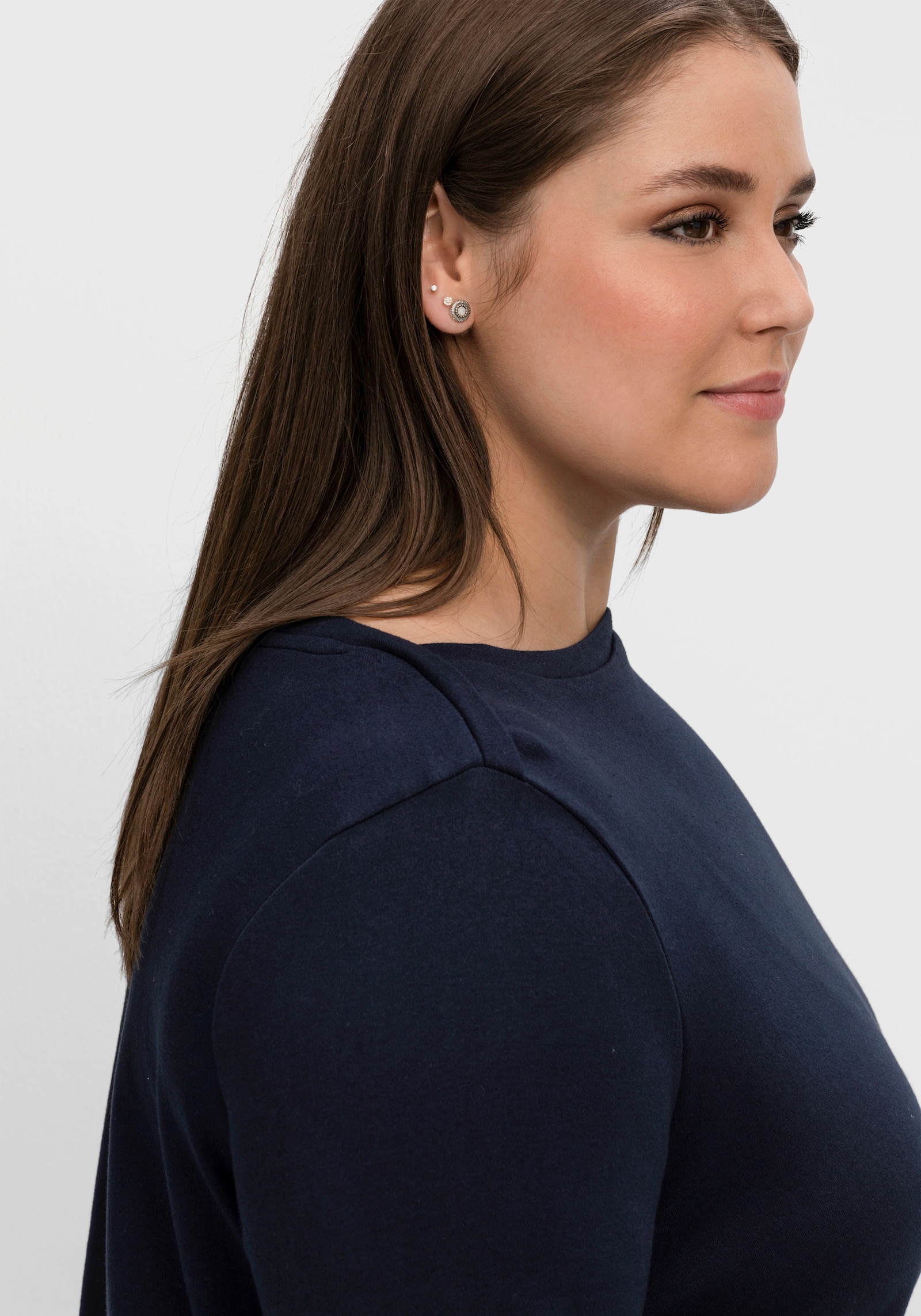 sheego 2-in-1-Langarmshirt in Layering-Optik - nachtblau