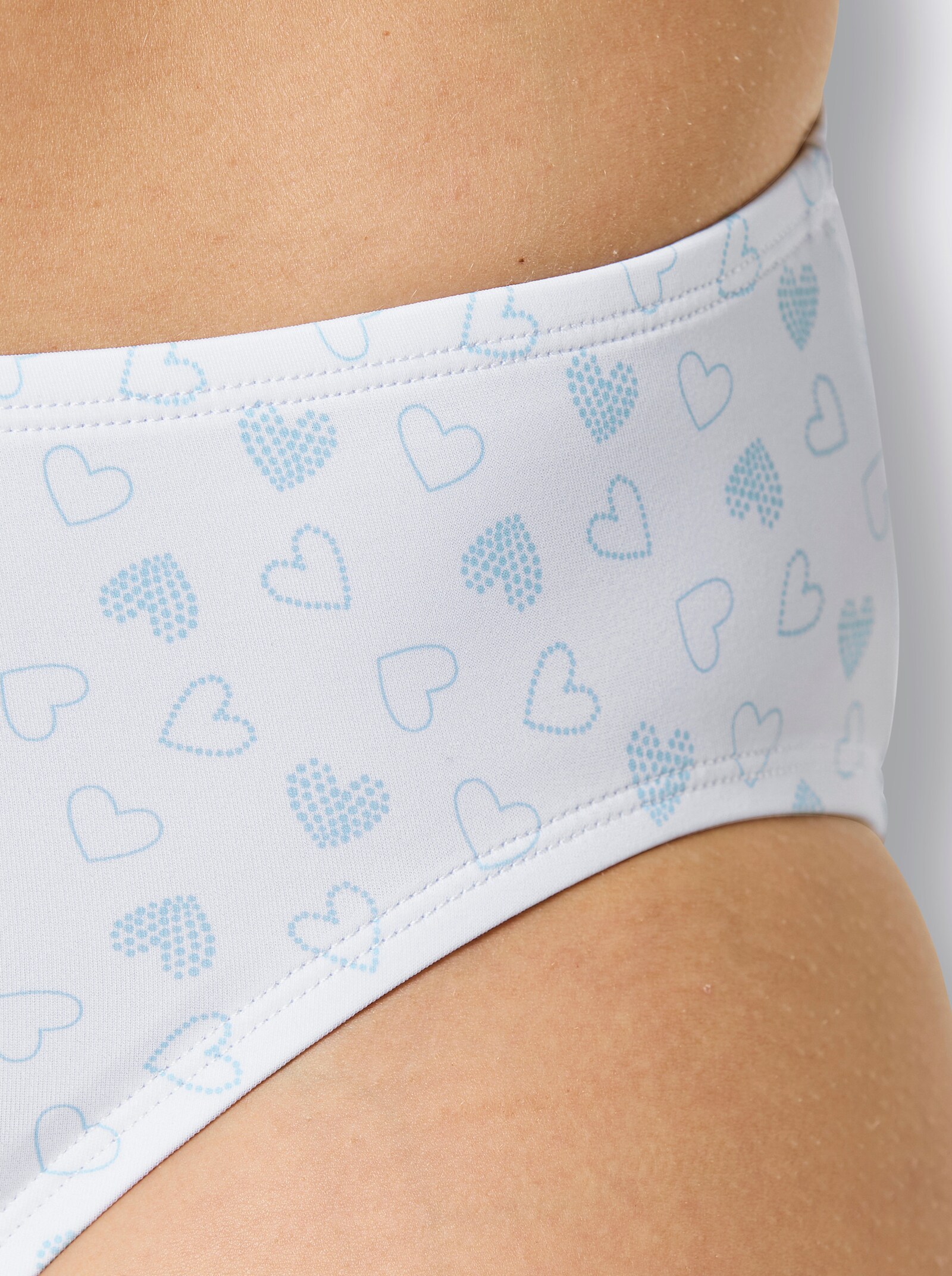 wäschepur Jazzpants in der 3-Stück-Packung - 2x weiß-mint-bedruckt + 1x weiß