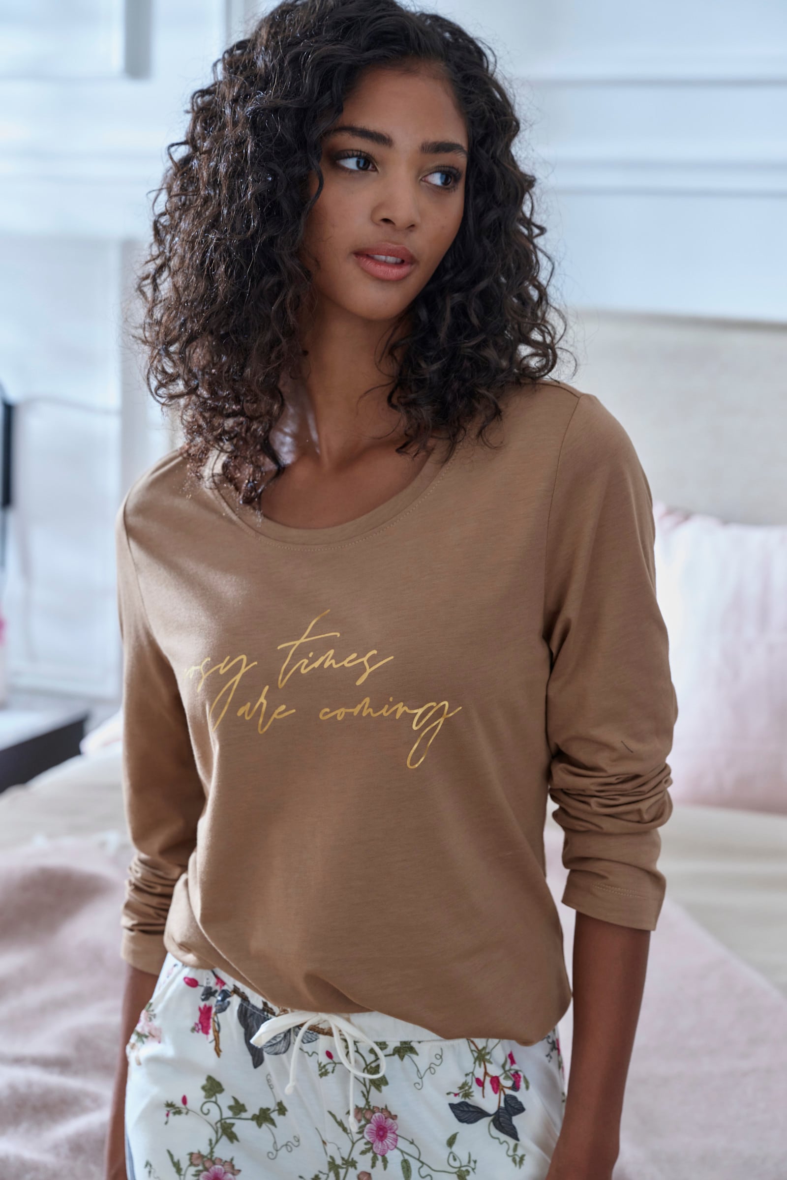 LASCANA Pyjamaoberteil - braun