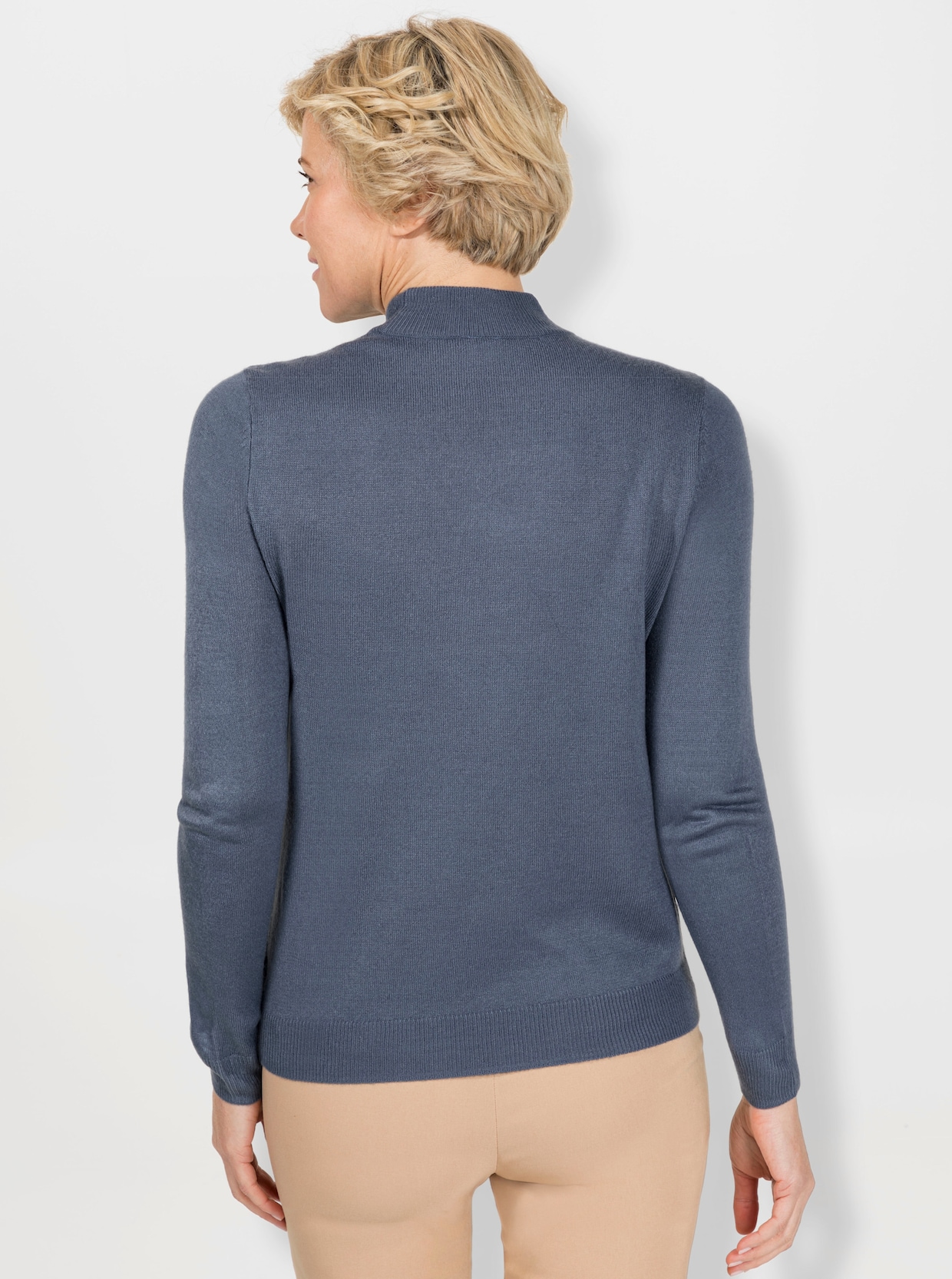 Stehkragenpullover - rauchblau