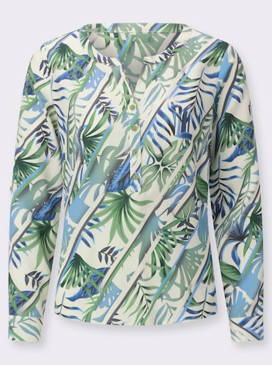 Schlupfbluse aus Lyocell (TENCEL) - champagner-apfel-bedruckt