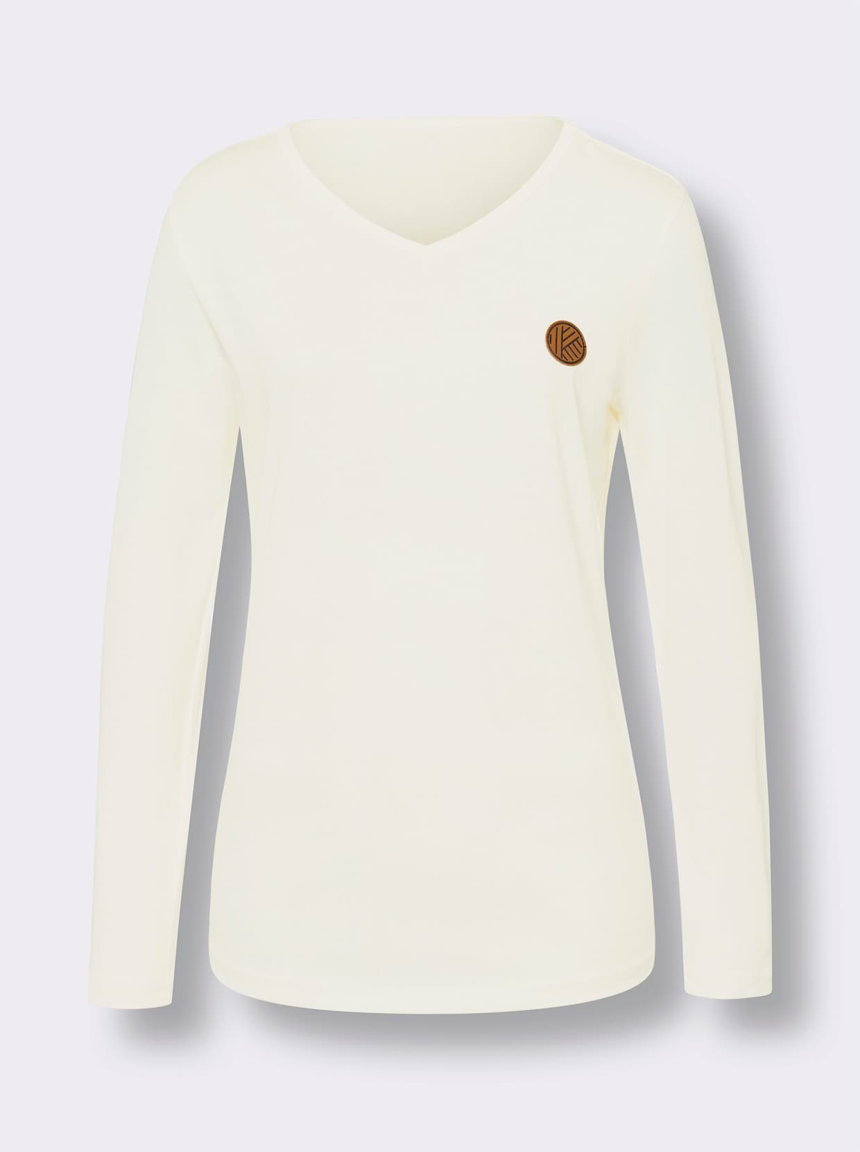 Shirt met V-hals - ecru