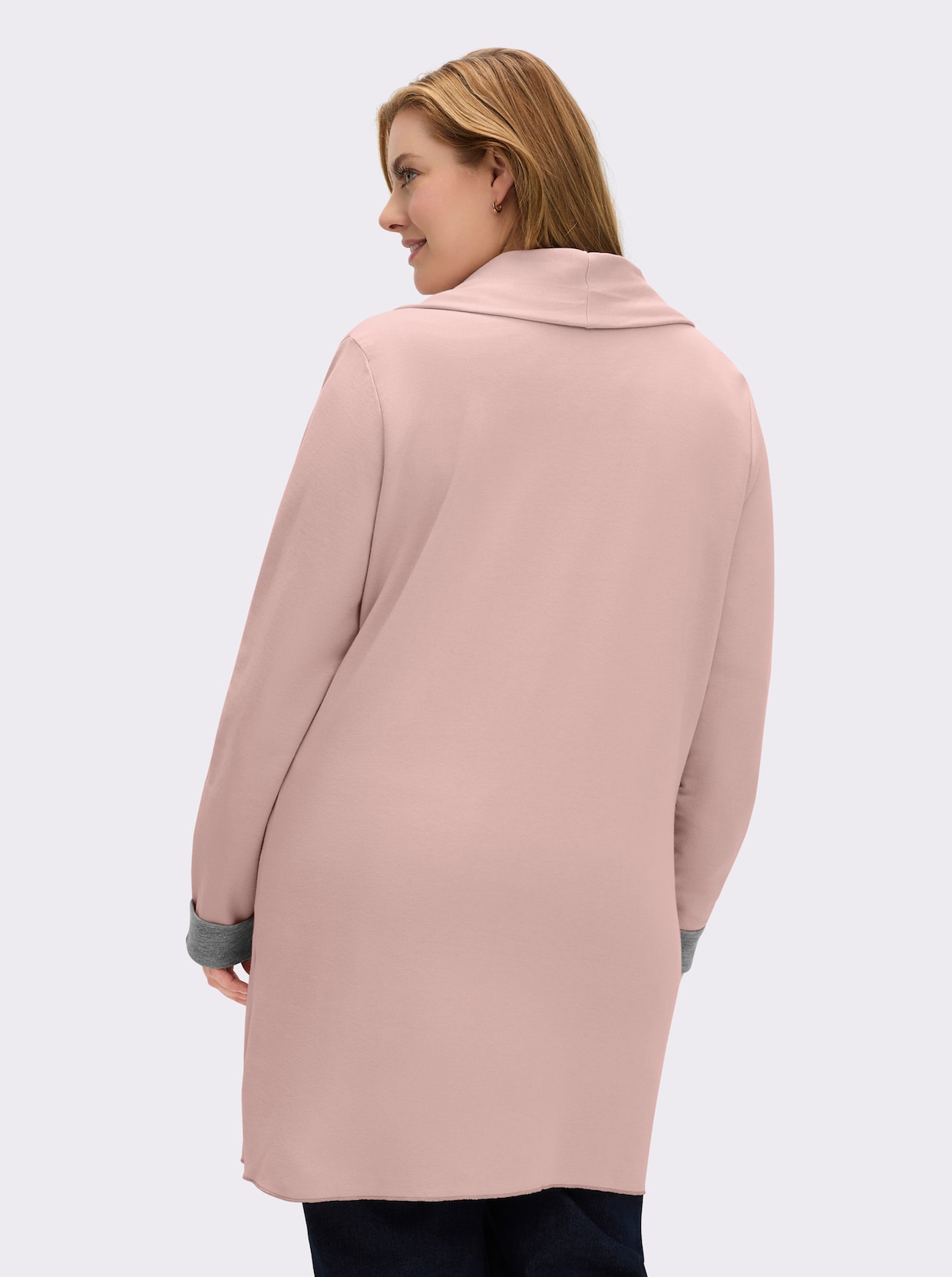 Shirtjacke in Interlock-Jersey-Qualität - altrosé-grau-meliert