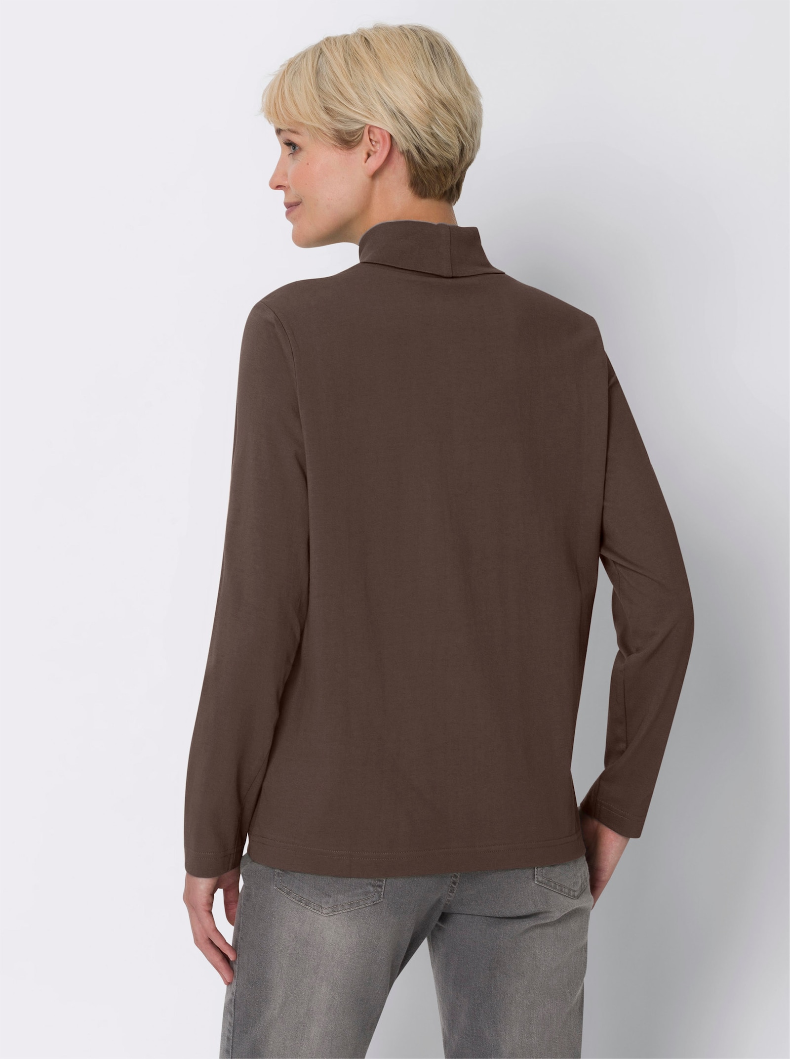 Rollkragenshirt mit langen Ärmeln - schoko