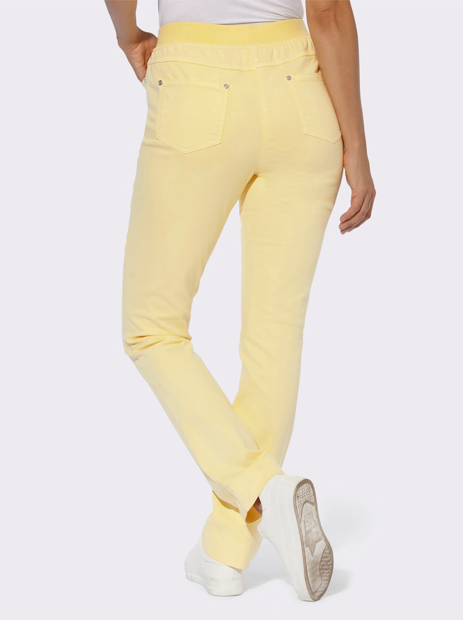 Schlupfjeans mit Jersey-Bund - zitrone