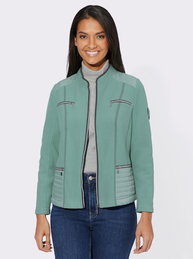 Fleecejacke dezent glänzenden Partien - salbei