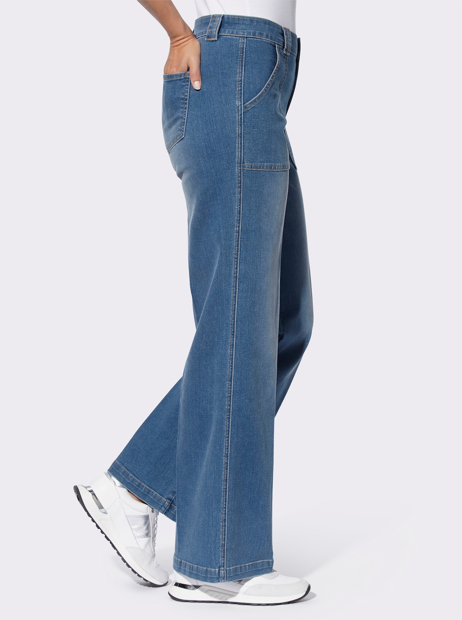 heine Gerade Jeans mit Bügelfalten - blue-bleached