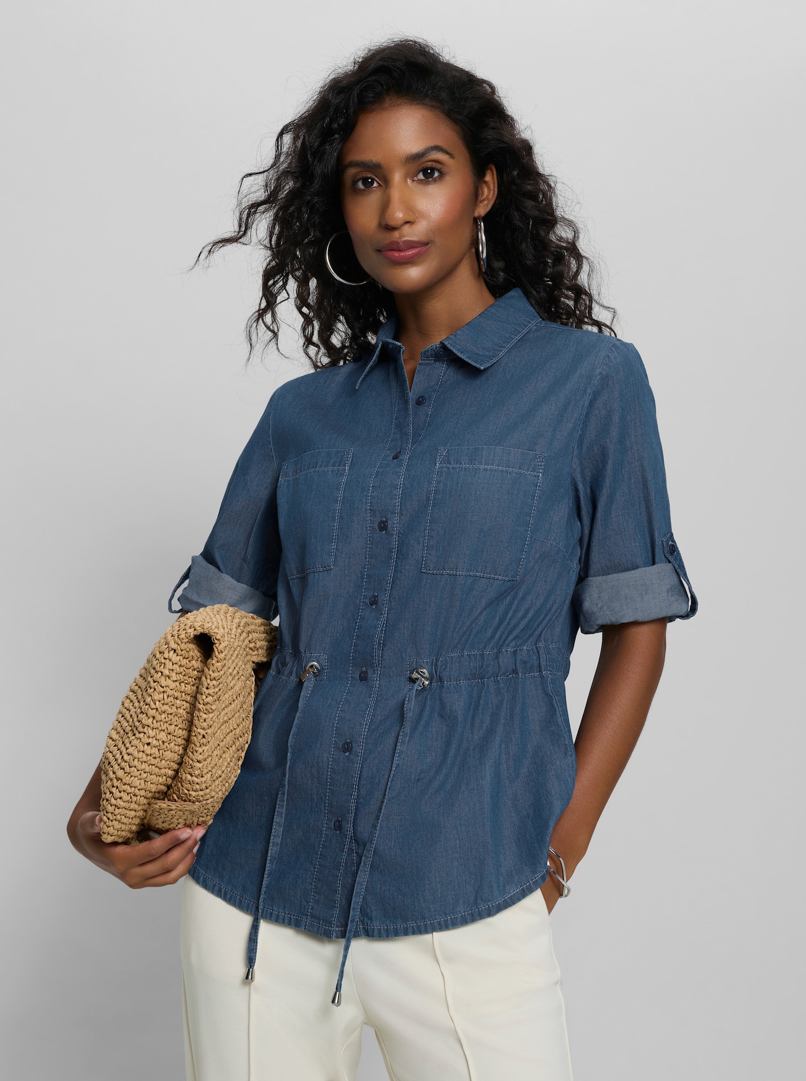 heine Jeansbluse mit Tunnelzug - blue-bleached