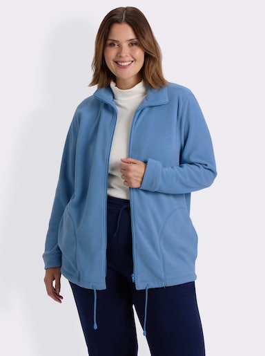 Fleecejacke Kordeldurchzug am Saum - jeansblau