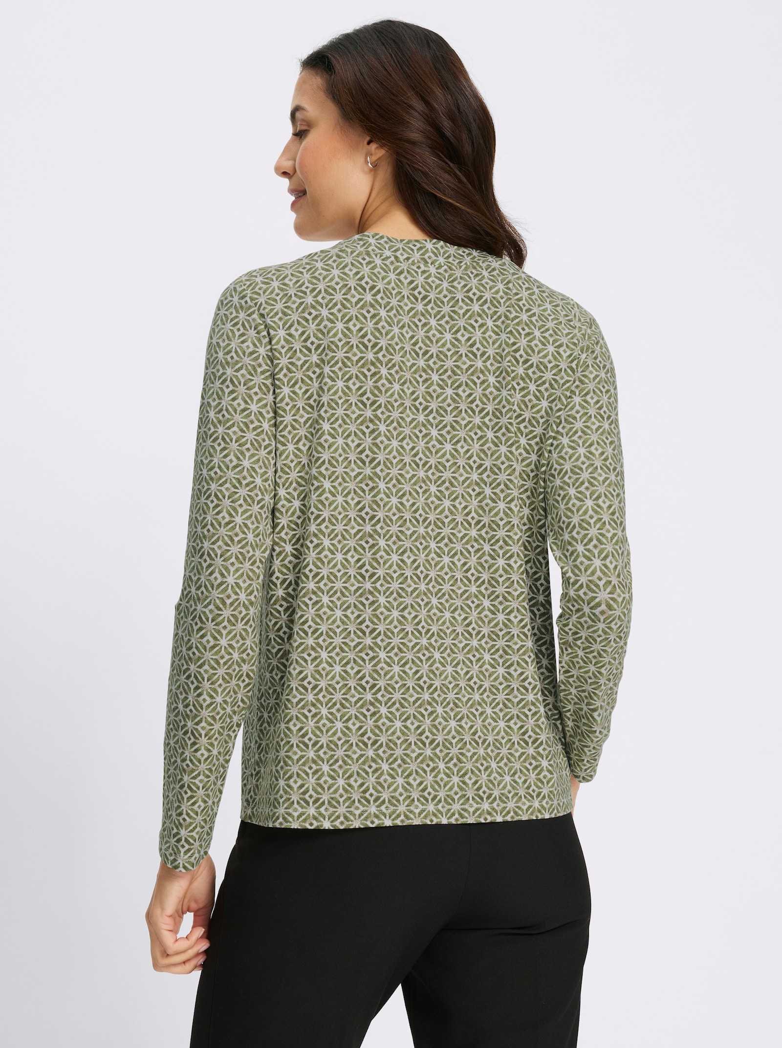 Print-Shirt mit Falten-Details - ecru-schilf-bedruckt