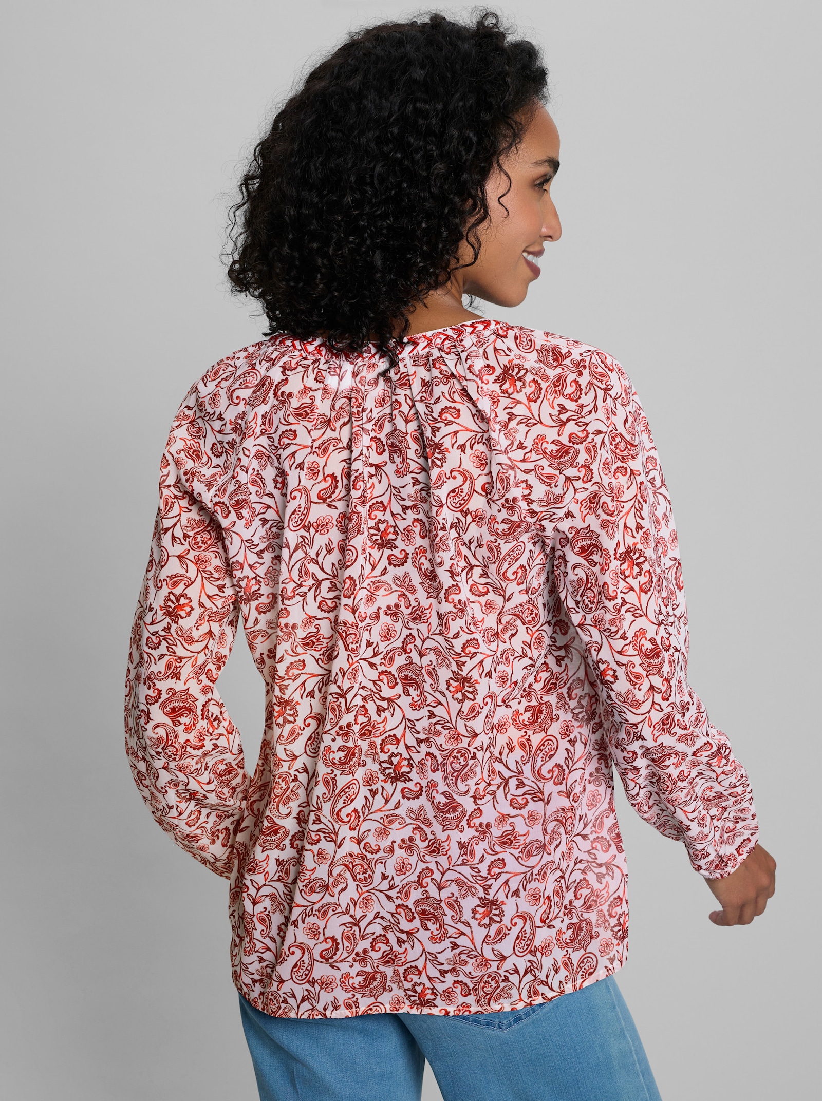 heine Georgettebluse mit Paisley-Muster - ecru-rotbraun-bedruckt