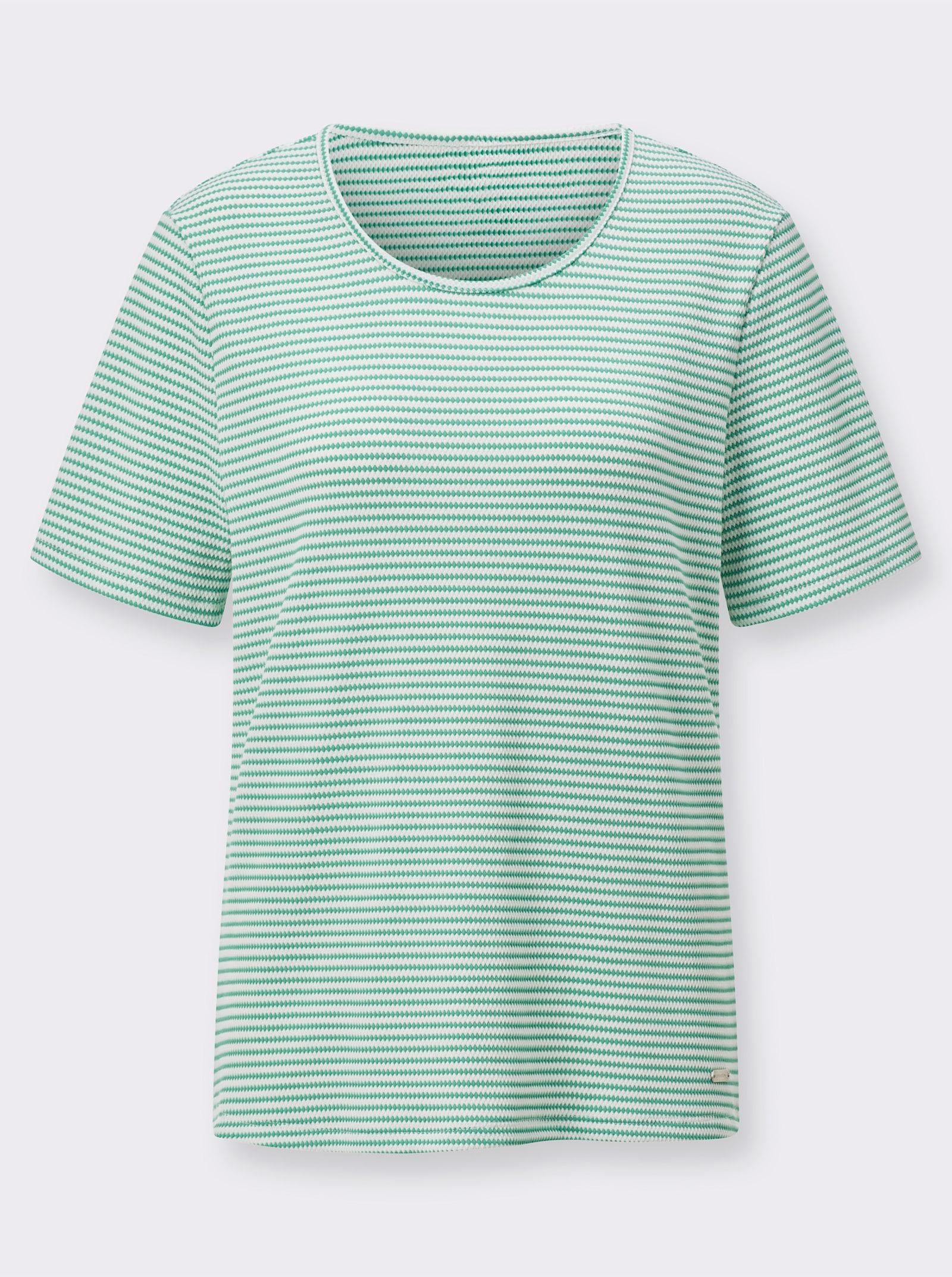 Kurzarmshirt im Jacquard-Dessin - blaugrün-weiss-gemustert