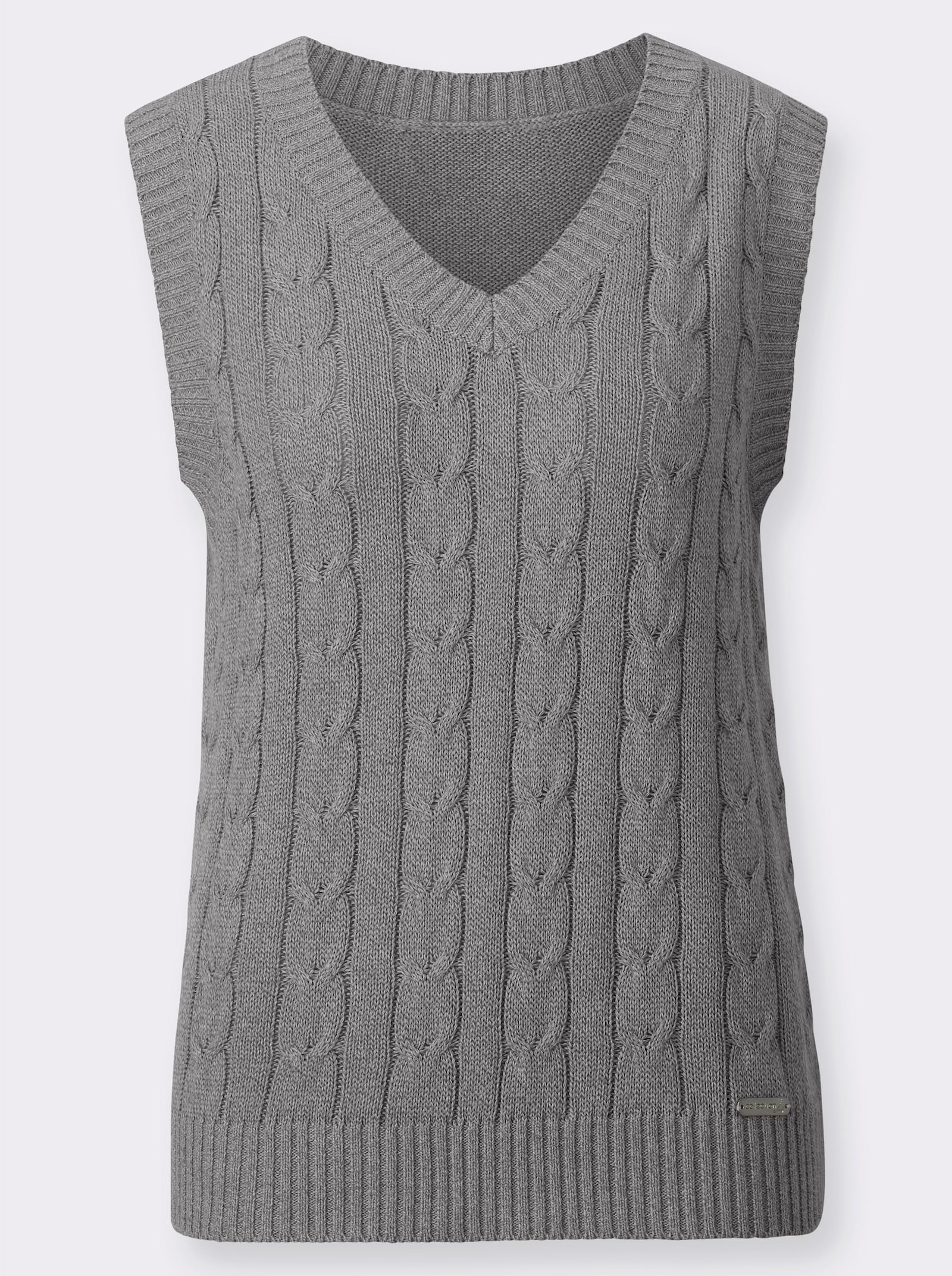 Pullunder mit V-Ausschnitt - anthrazit-ecru-meliert