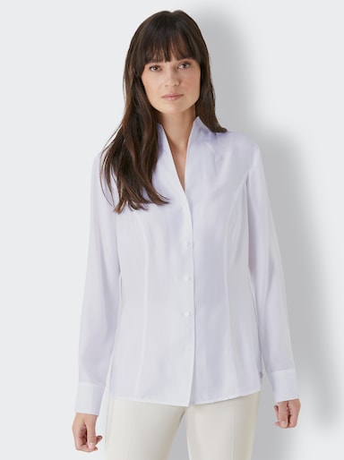 CREATION L PREMIUM Langarm-Bluse leicht glänzend - weiß