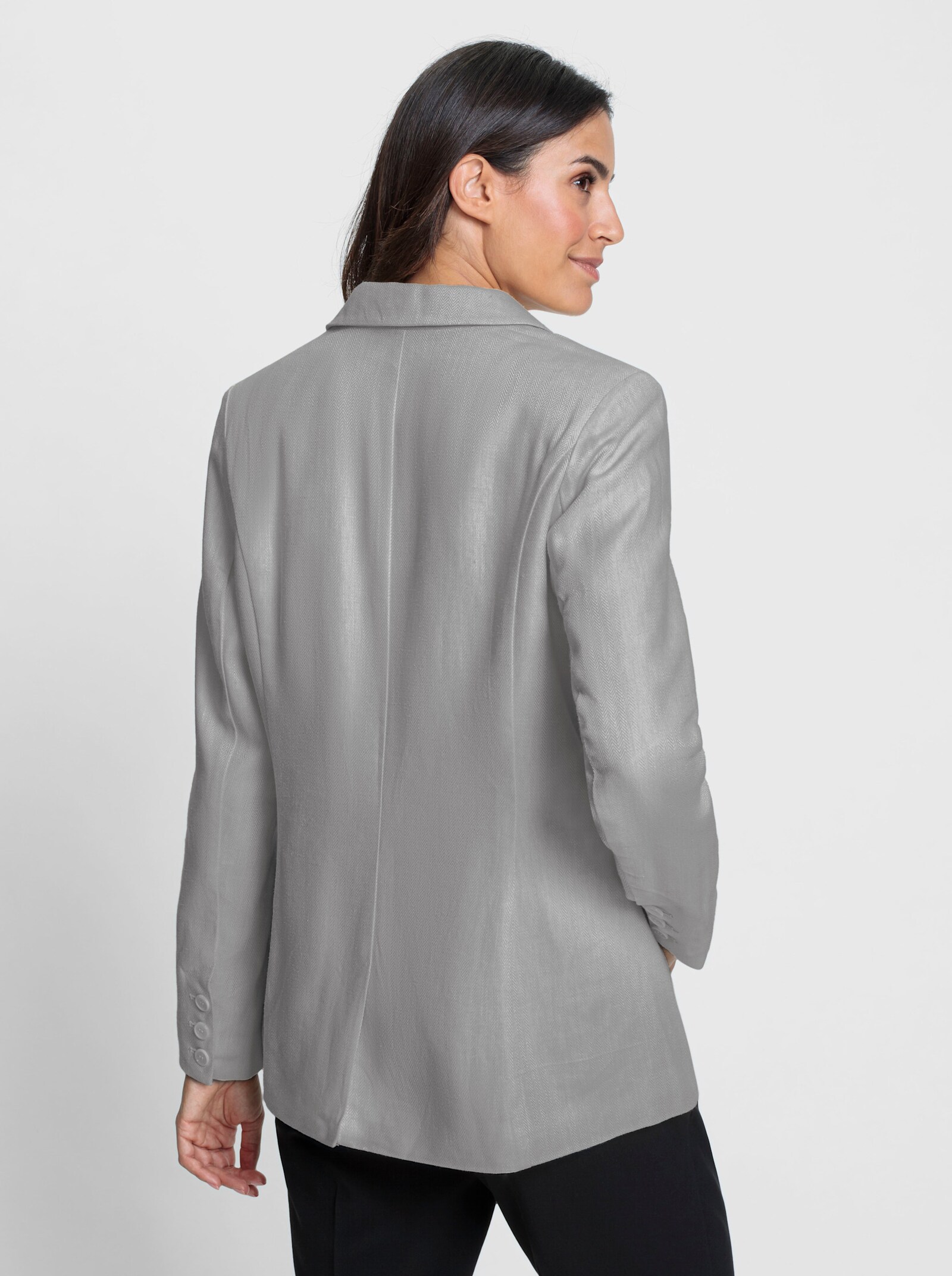 Blazer met dubbele knoopsluiting - grijs/wit gedessineerd