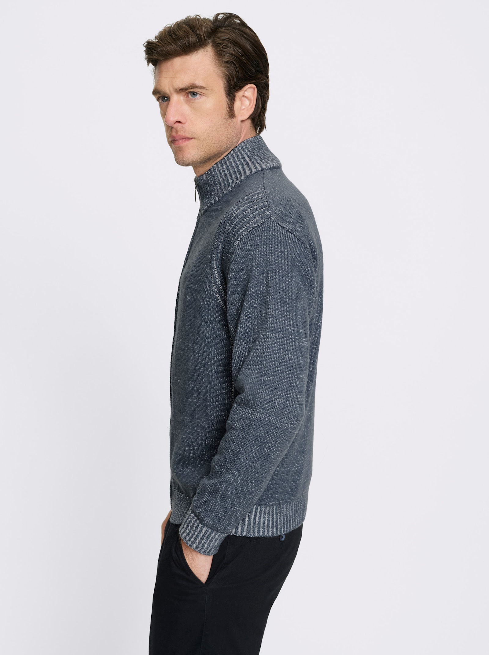 Catamaran Strickjacke mit Futter - rauchblau-meliert