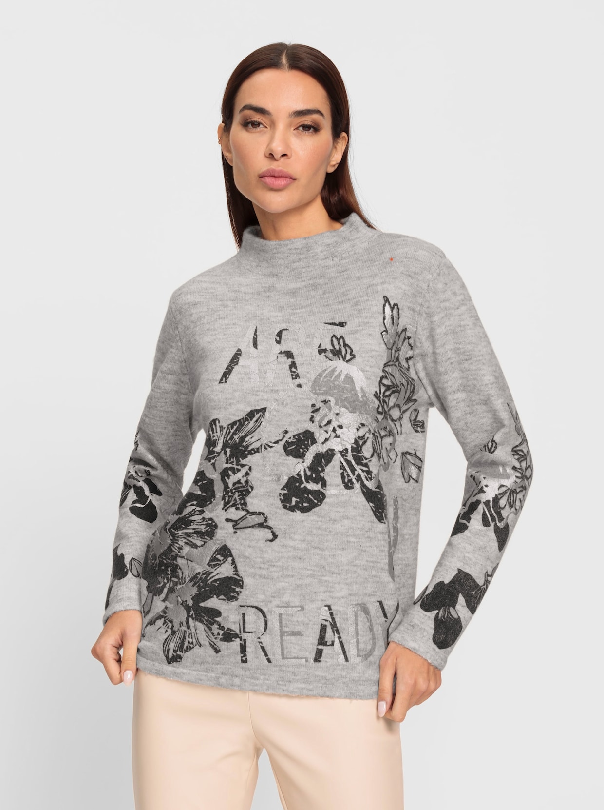 heine Gebreide pullover - lichtgrijs geprint