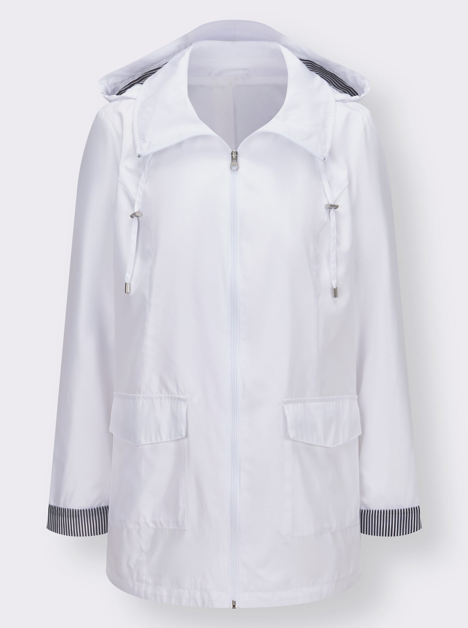 Jacke mit fixiertem Ärmel-Aufschlag - weiss
