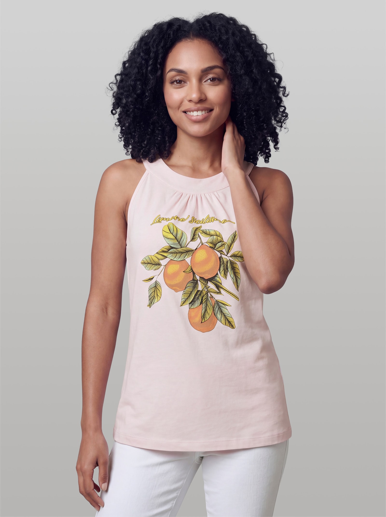 heine Shirttop mit Zitronen-Motiv - hellrosé-bedruckt