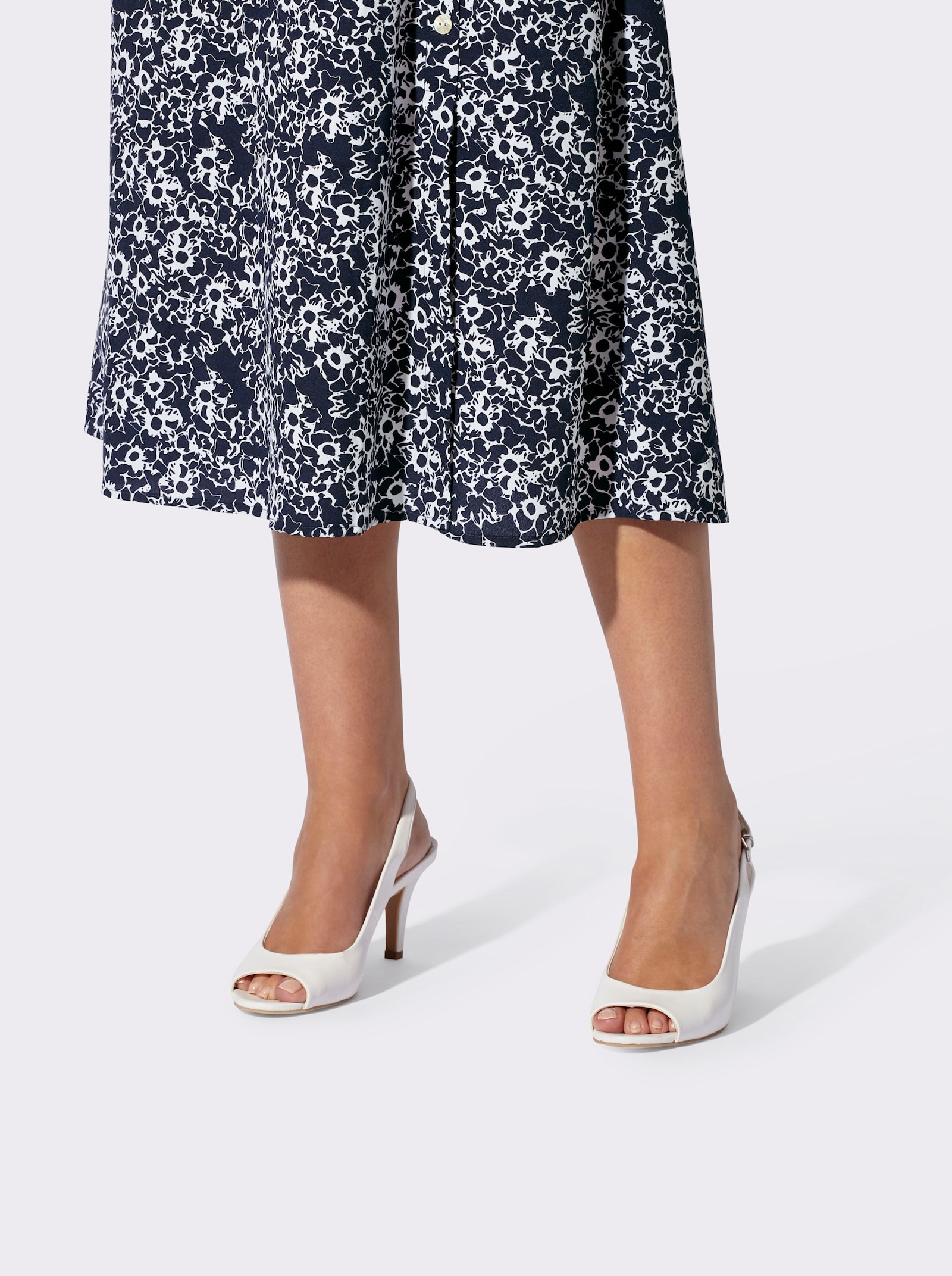 Schlupfrock mit Zierknopfleiste - marine-weiß-bedruckt