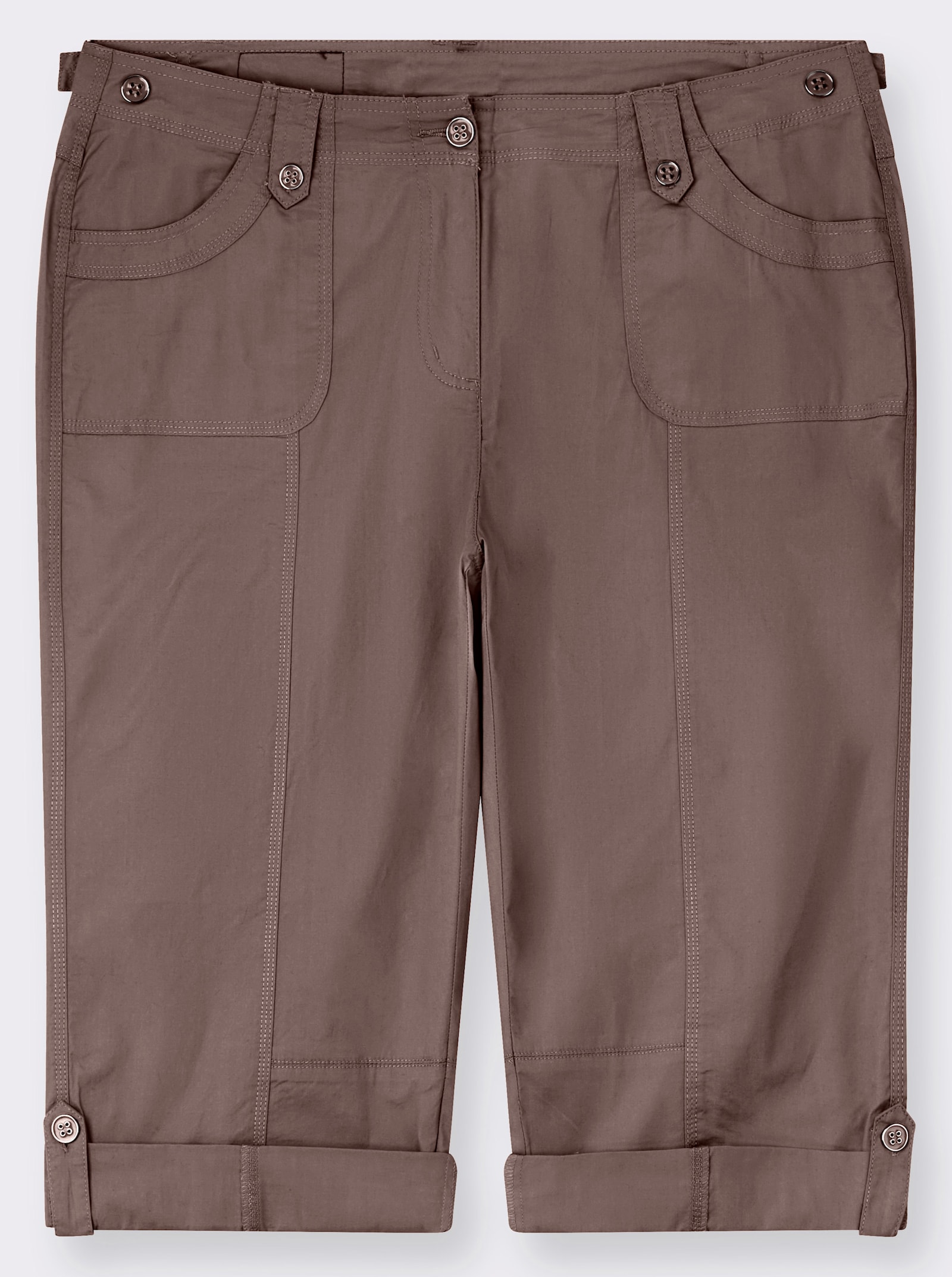 Caprihose mit verstellbarem Bund - dunkeltaupe