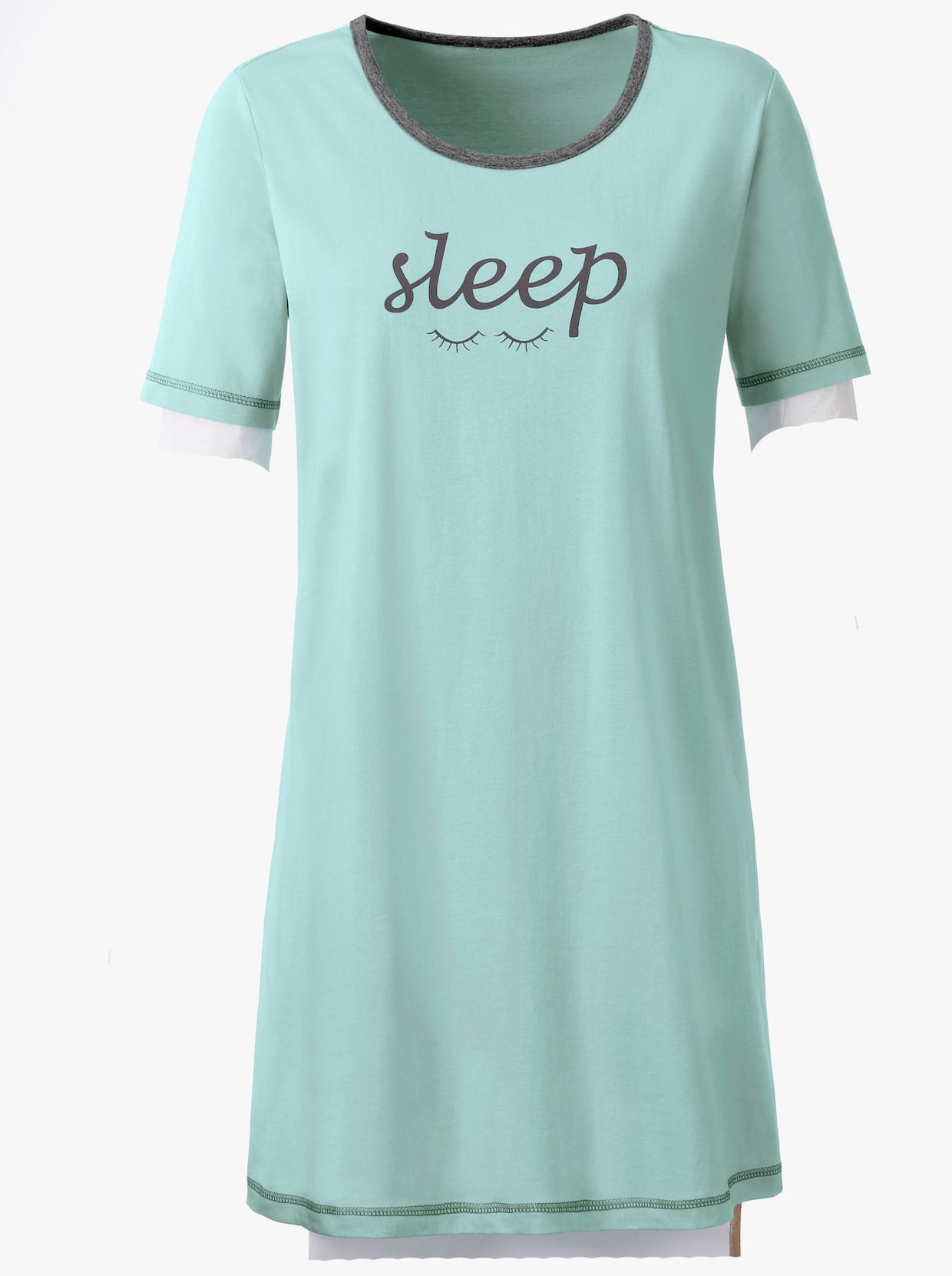 wäschepur Sleepshirts - grau-meliert + mint