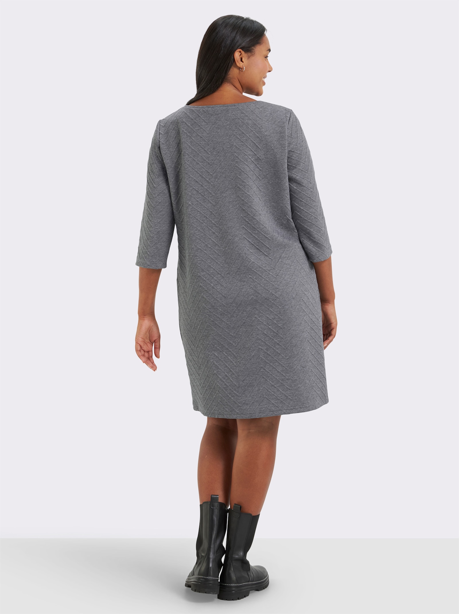 Druckkleid in Jersey-Jacquard-Qualität - grau-meliert
