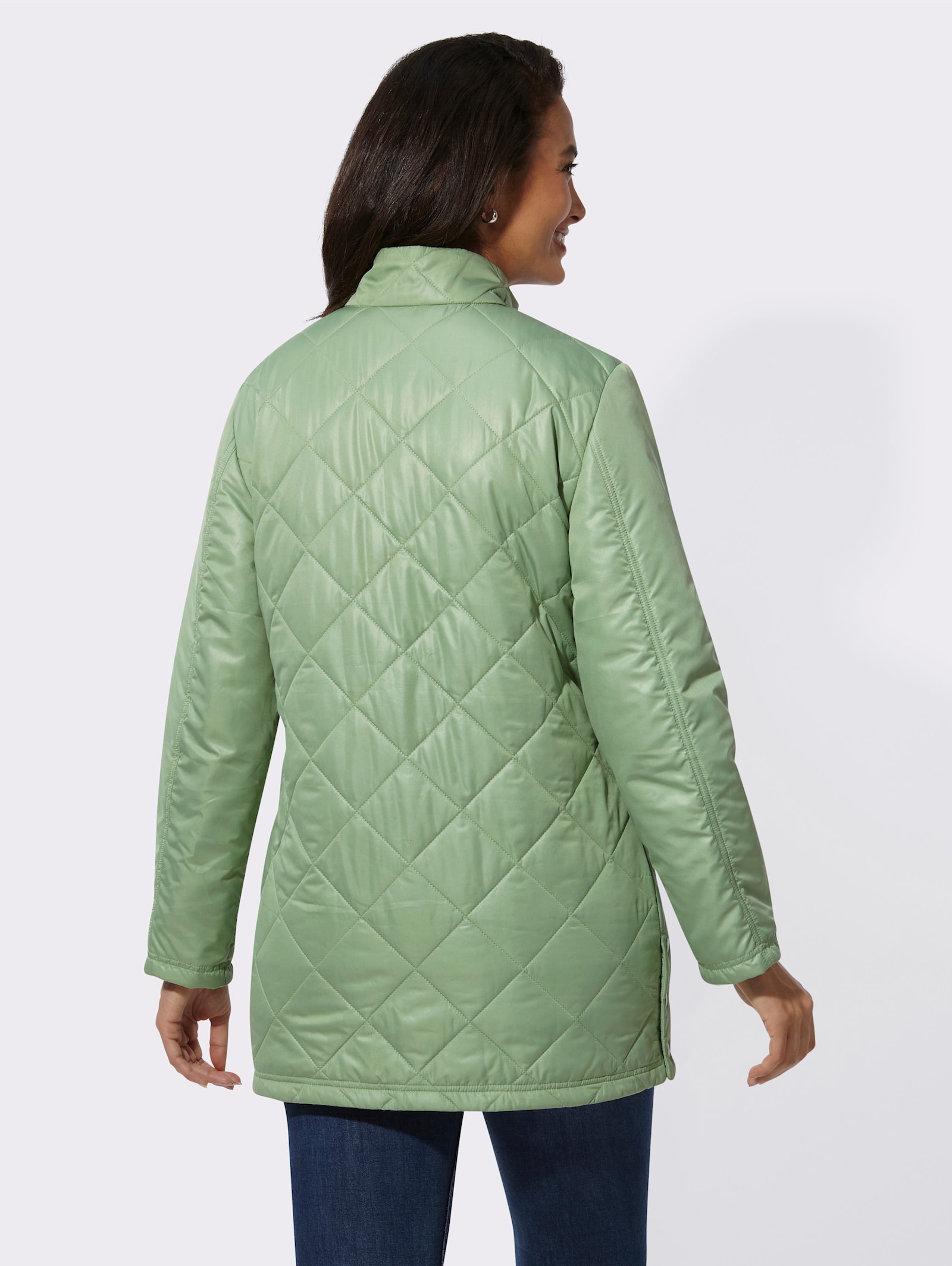 Steppjacke mit Rautenmuster vorne und hinten - eucalyptus
