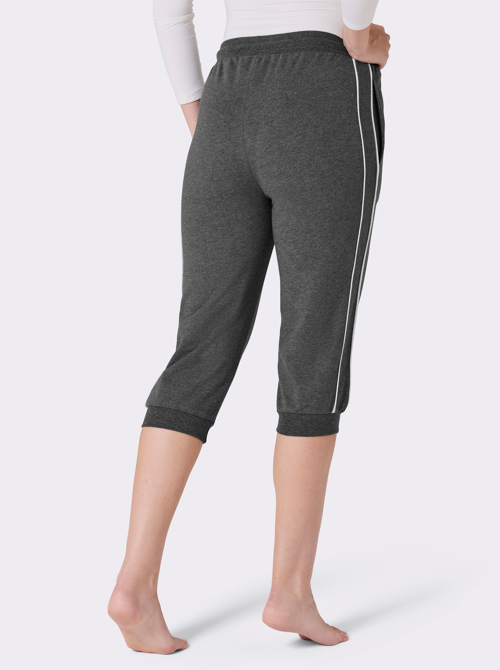 feel good Caprihose mit Bündchen - anthrazit-meliert-weiß
