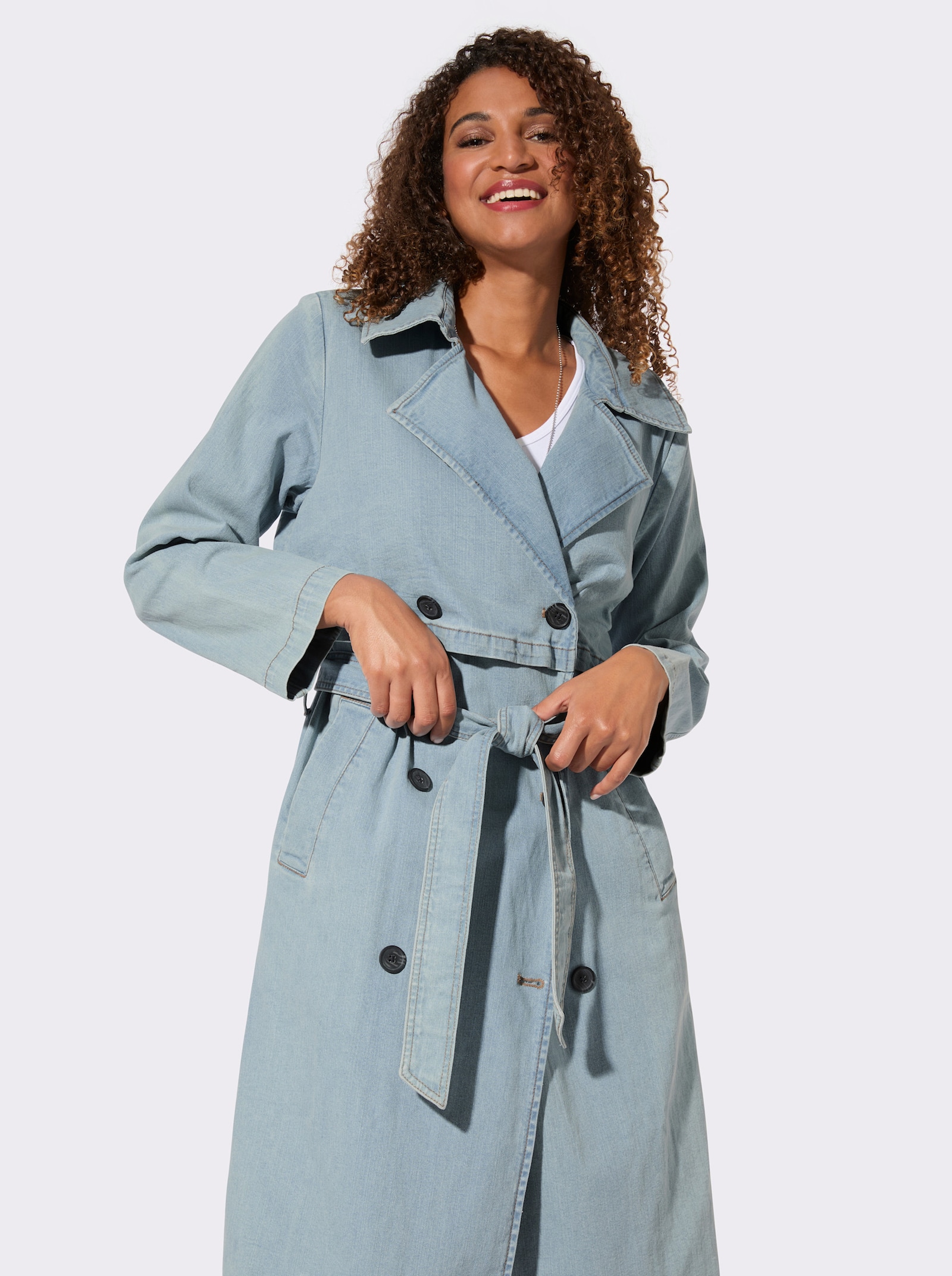 Trenchcoat in Denim-Qualität - blue-bleached