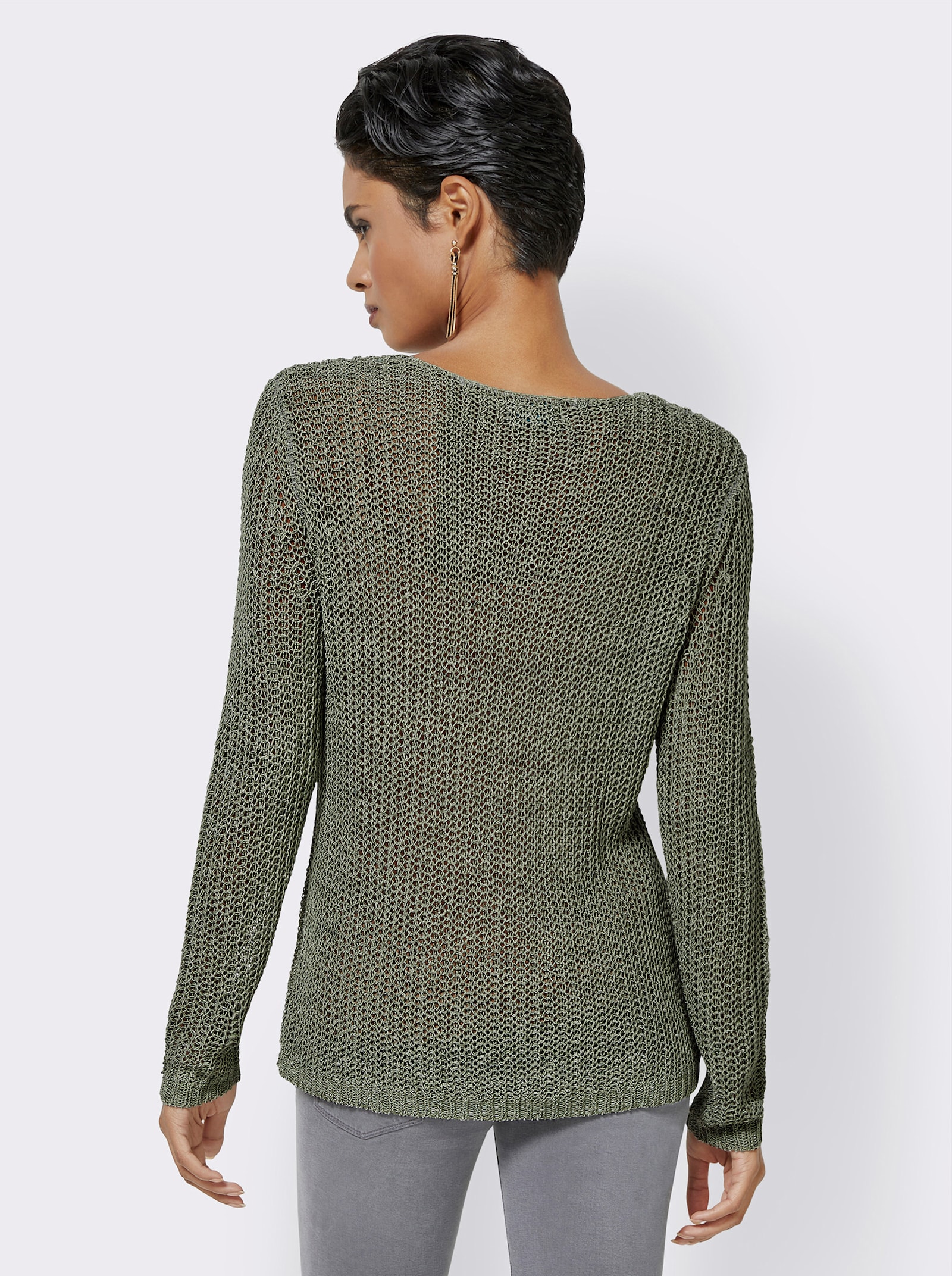 Strickpullover aus Bändchengarn - grün