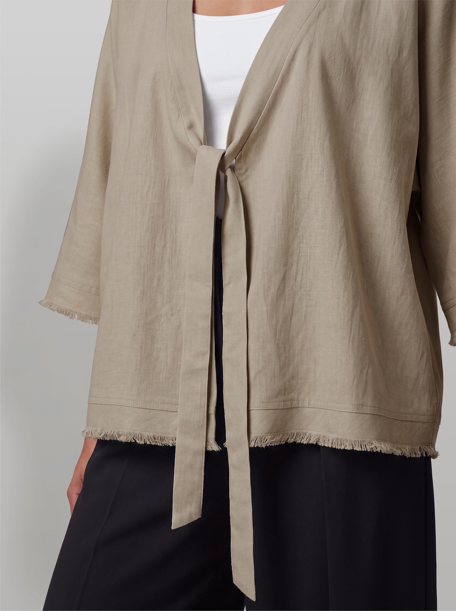 heine Blusenjacke mit Fransenborte - sesam