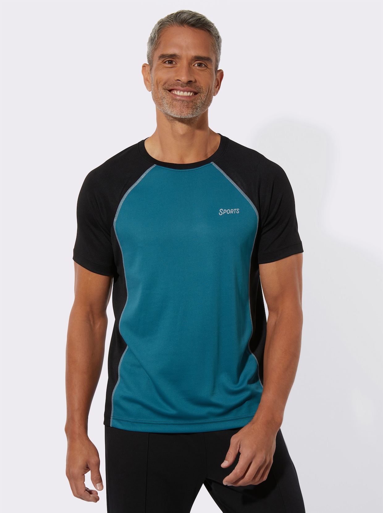 Sportshirt - schwarz-petrol