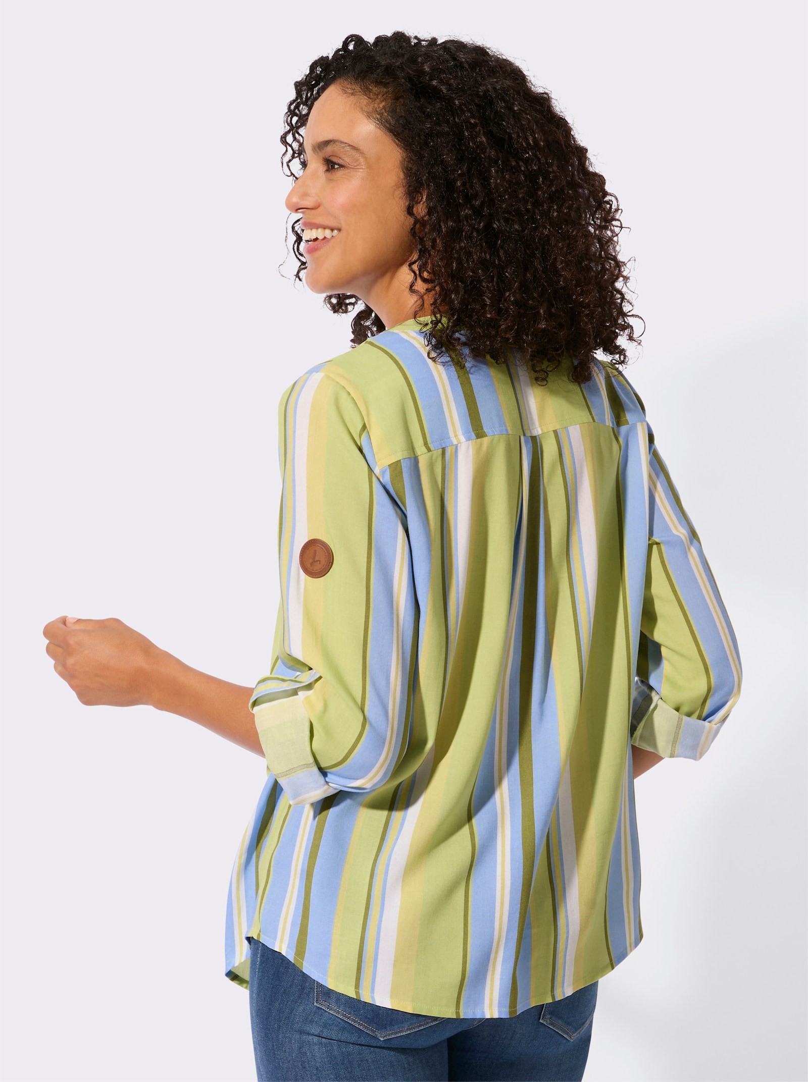 Schlupfbluse im Streifen-Dessin - pistazie-eisblau-gestreift