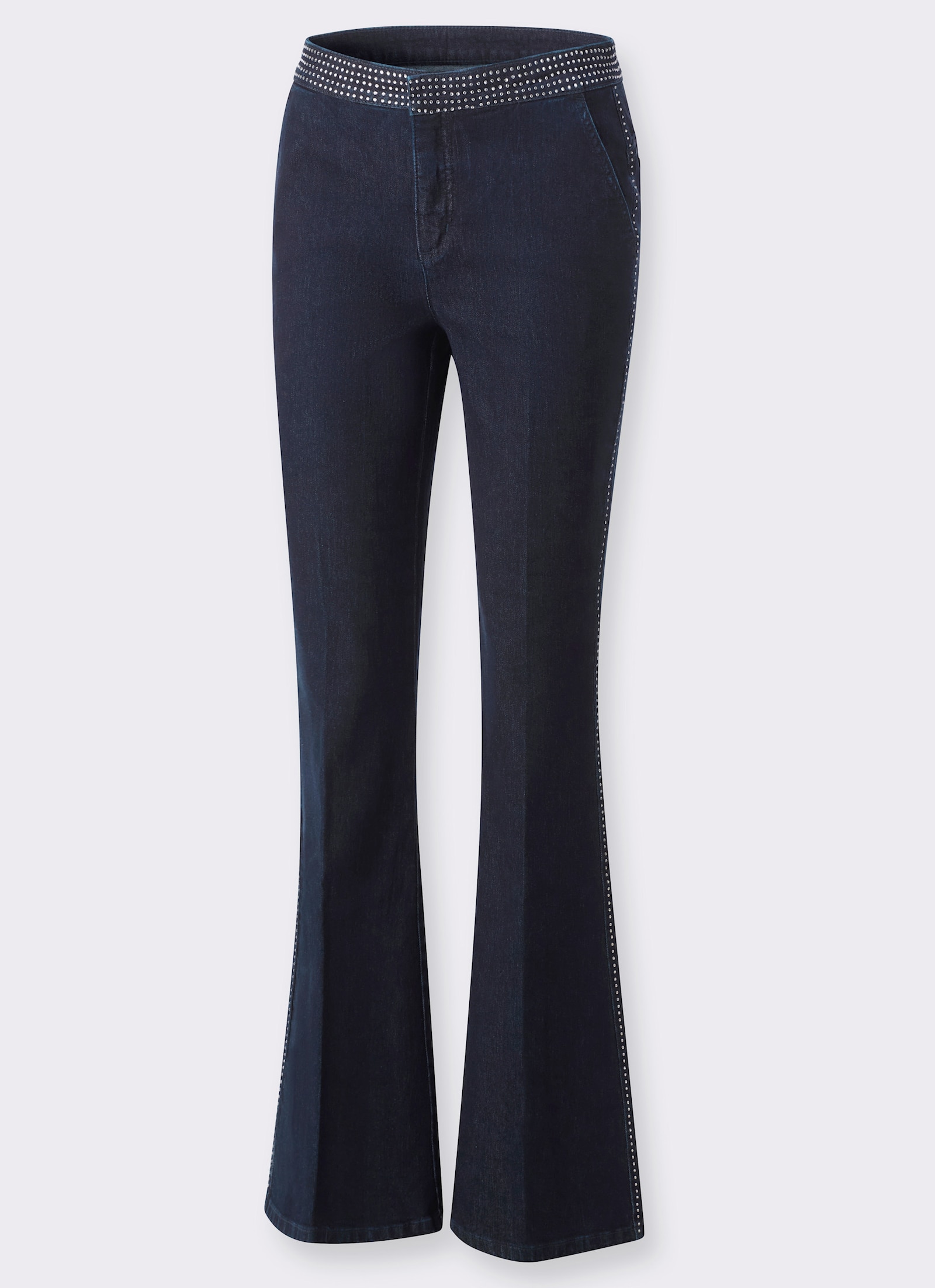heine Bootcut-Jeans mit Glitzersteinchen-Applikation - dark blue