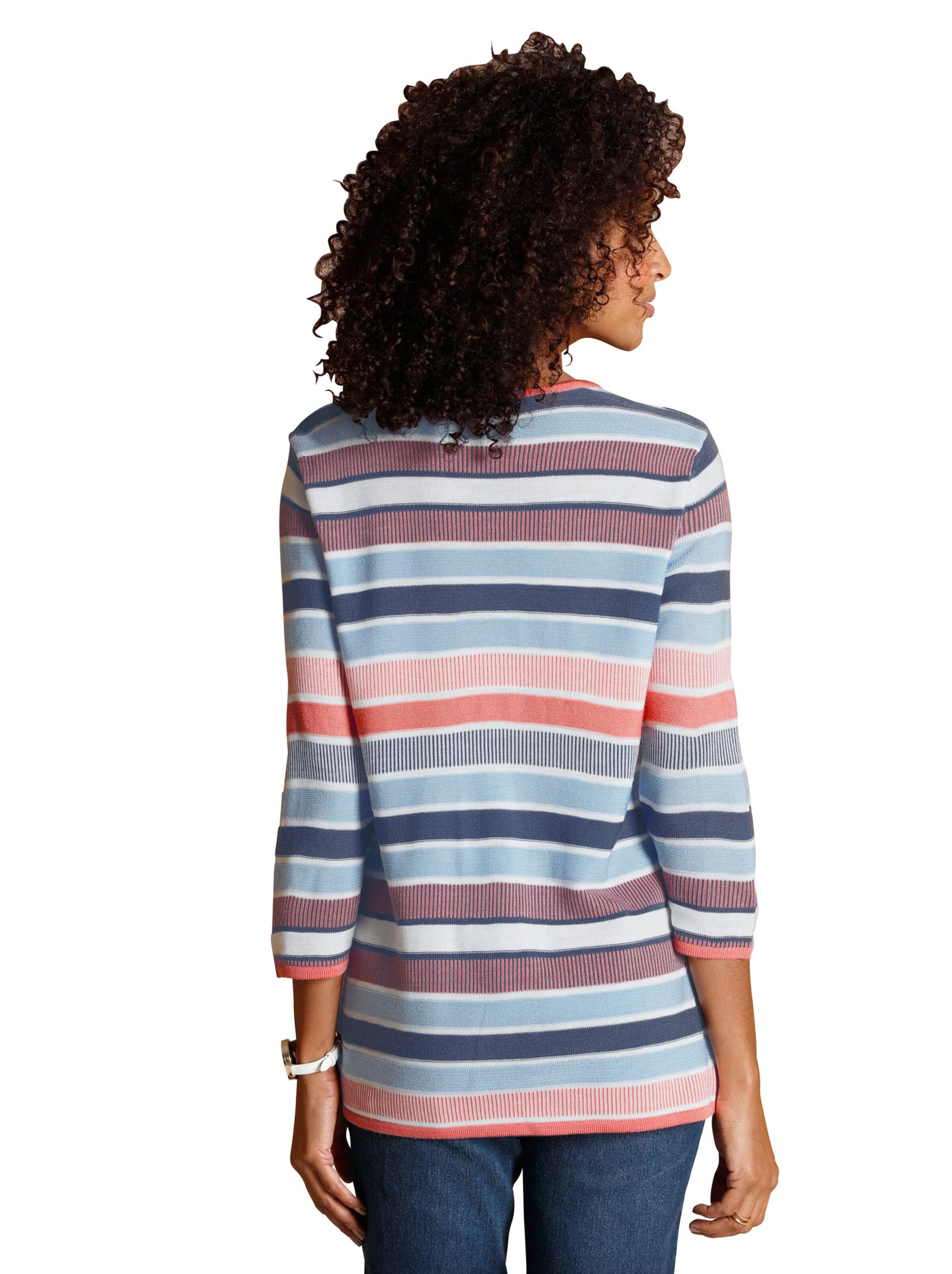 Pullover - apricot-blau-geringelt