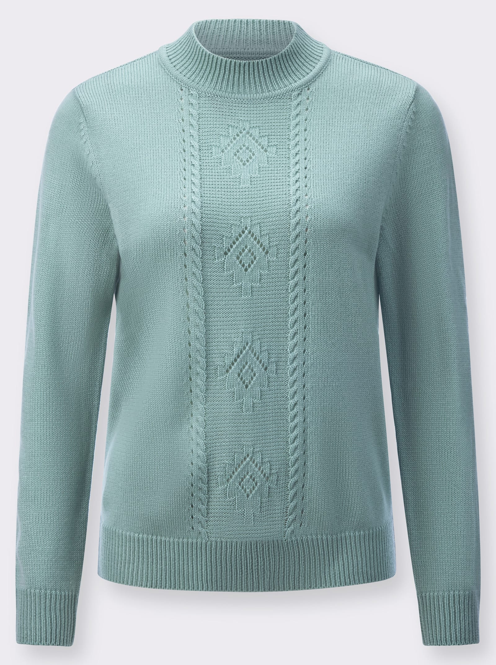 Pullover met opstaande kraag en elastische ribboorden - kalkmint