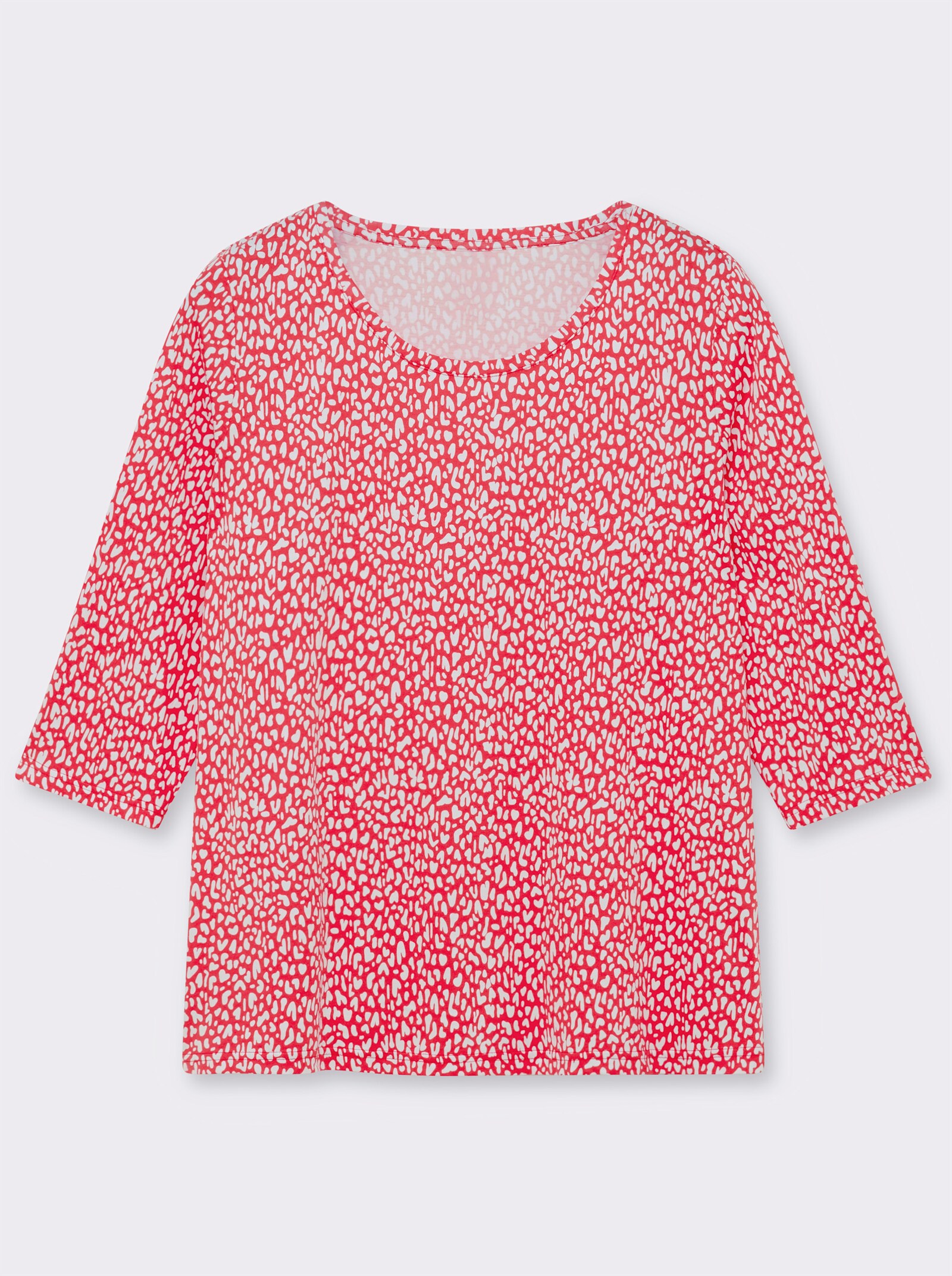 3/4-Arm-Shirt mit Minimal-Druck - weiß-erdbeere-bedruckt