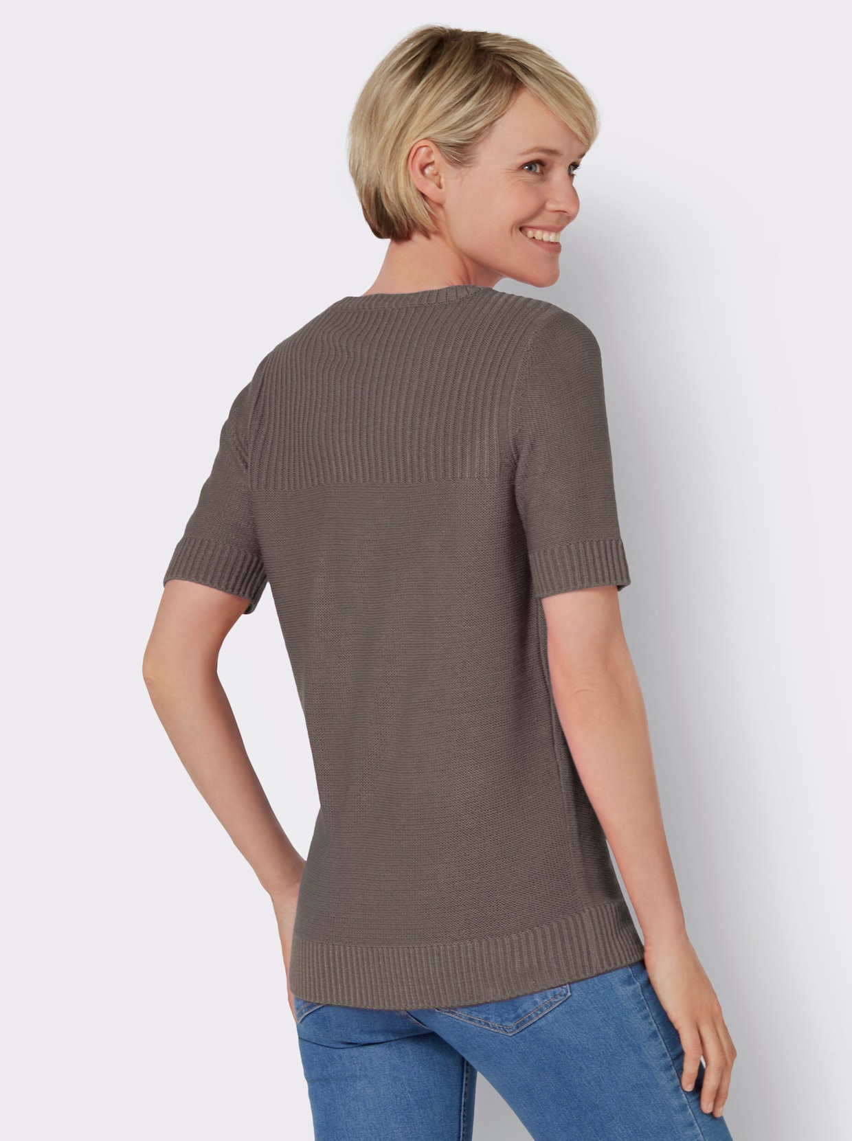 Pullover met korte mouwen - taupe