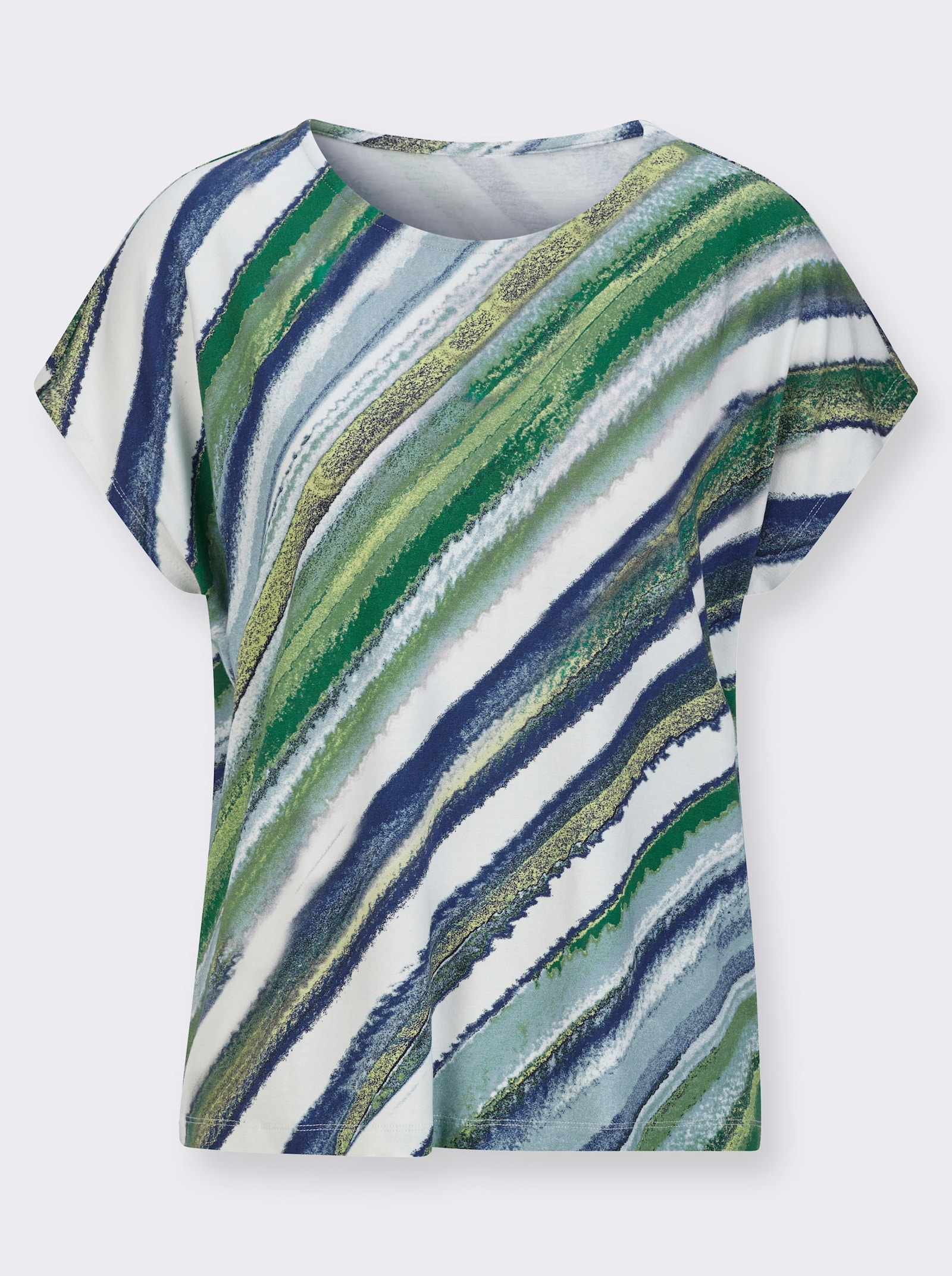 Print-Shirt mit Streifen - marine-pistazie-bedruckt