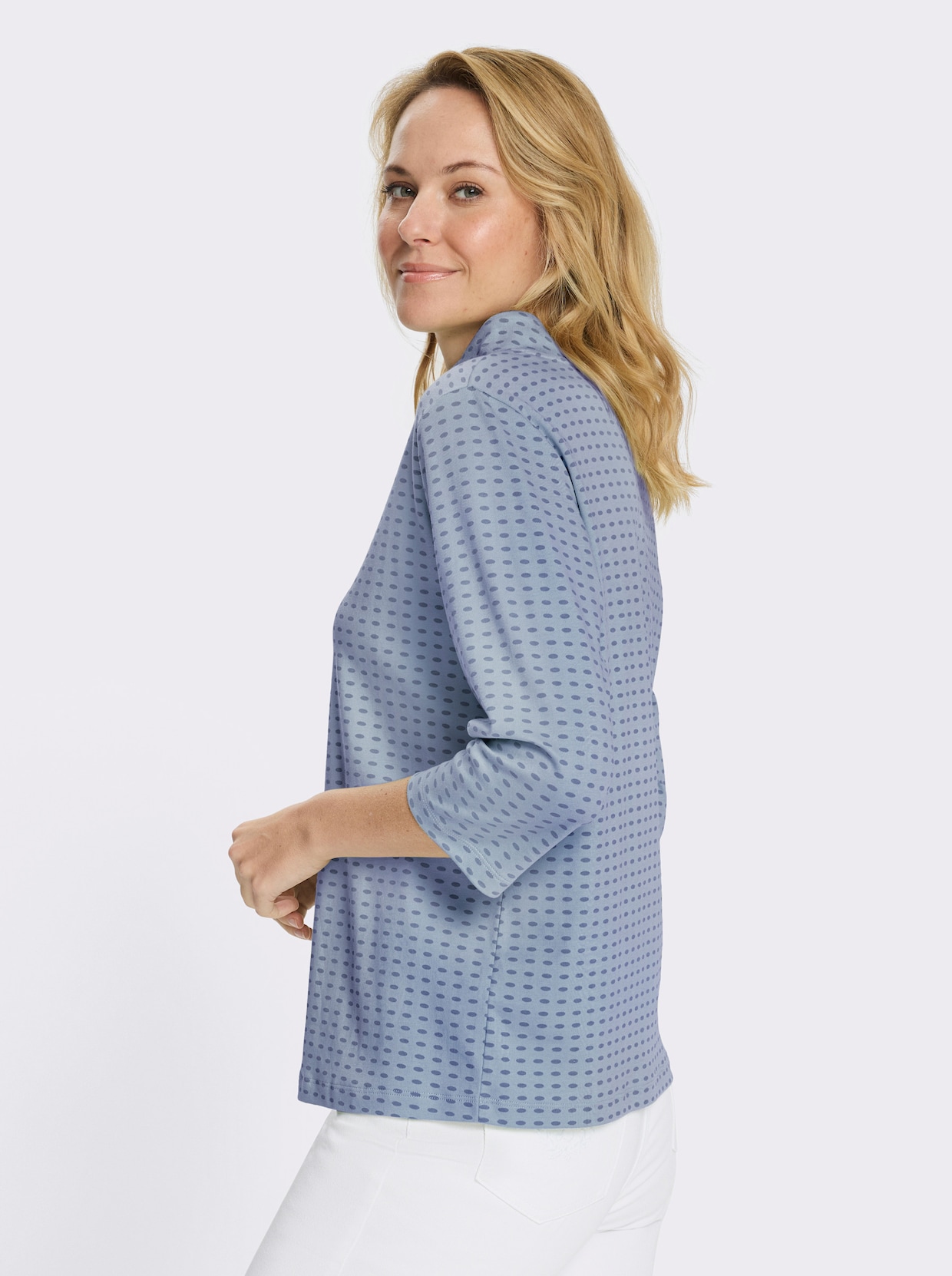 Sweatshirt mit Stehkragen - bleu-jeansblau-bedruckt