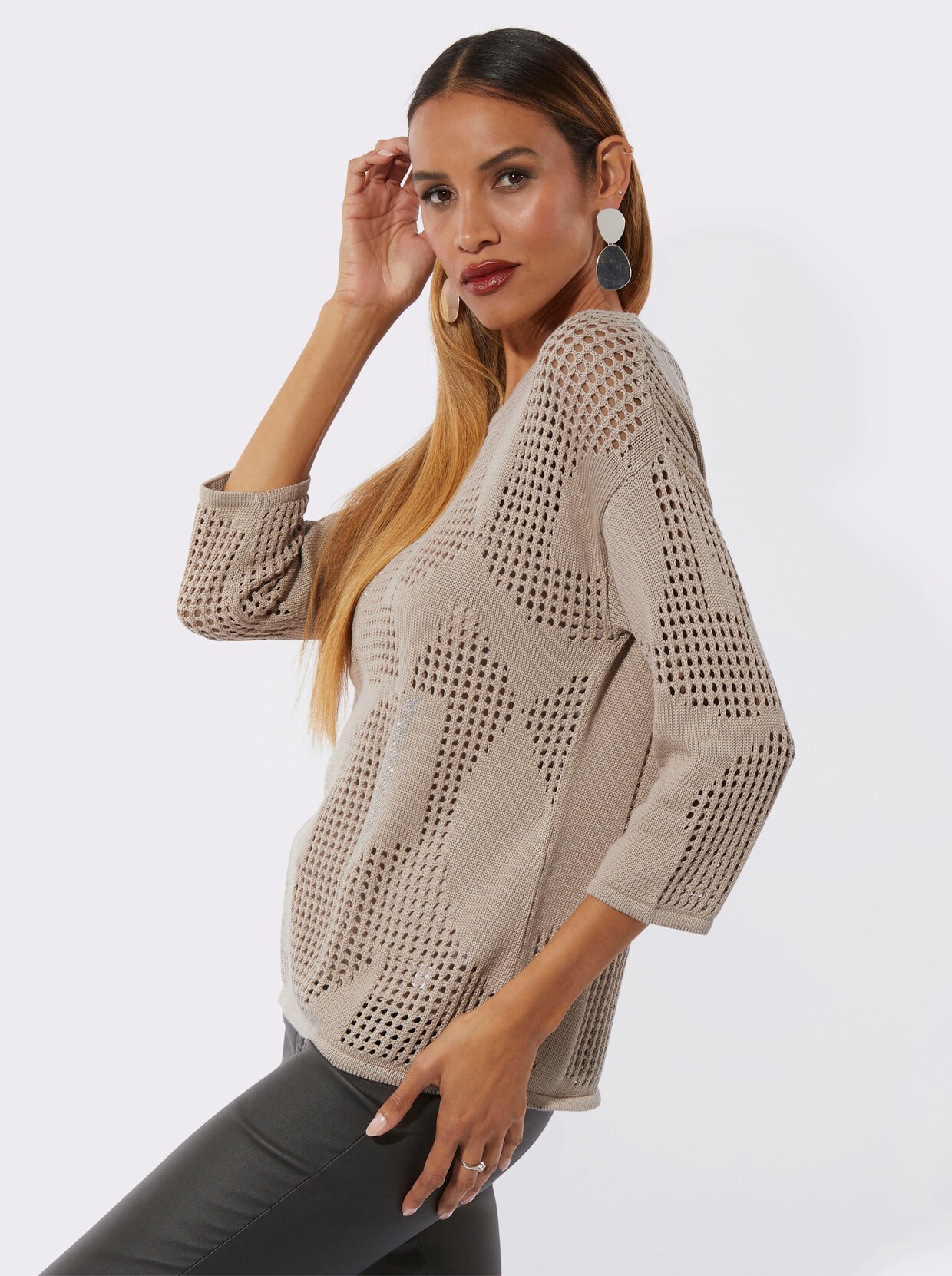 Ajourpullover - beige