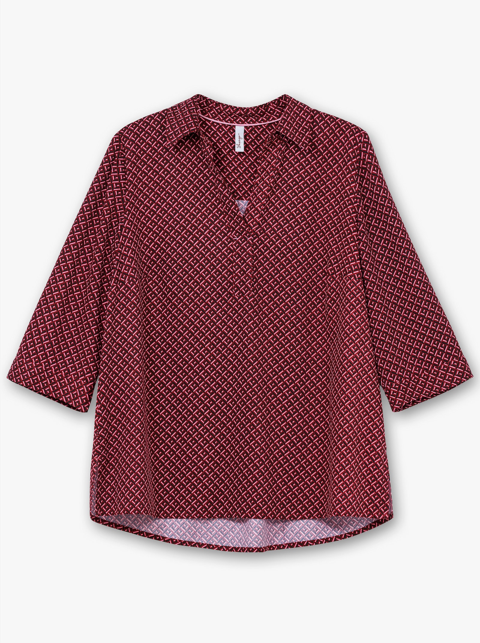 sheego Tunika mit grafischem Alloverprint - weinrot-gemustert