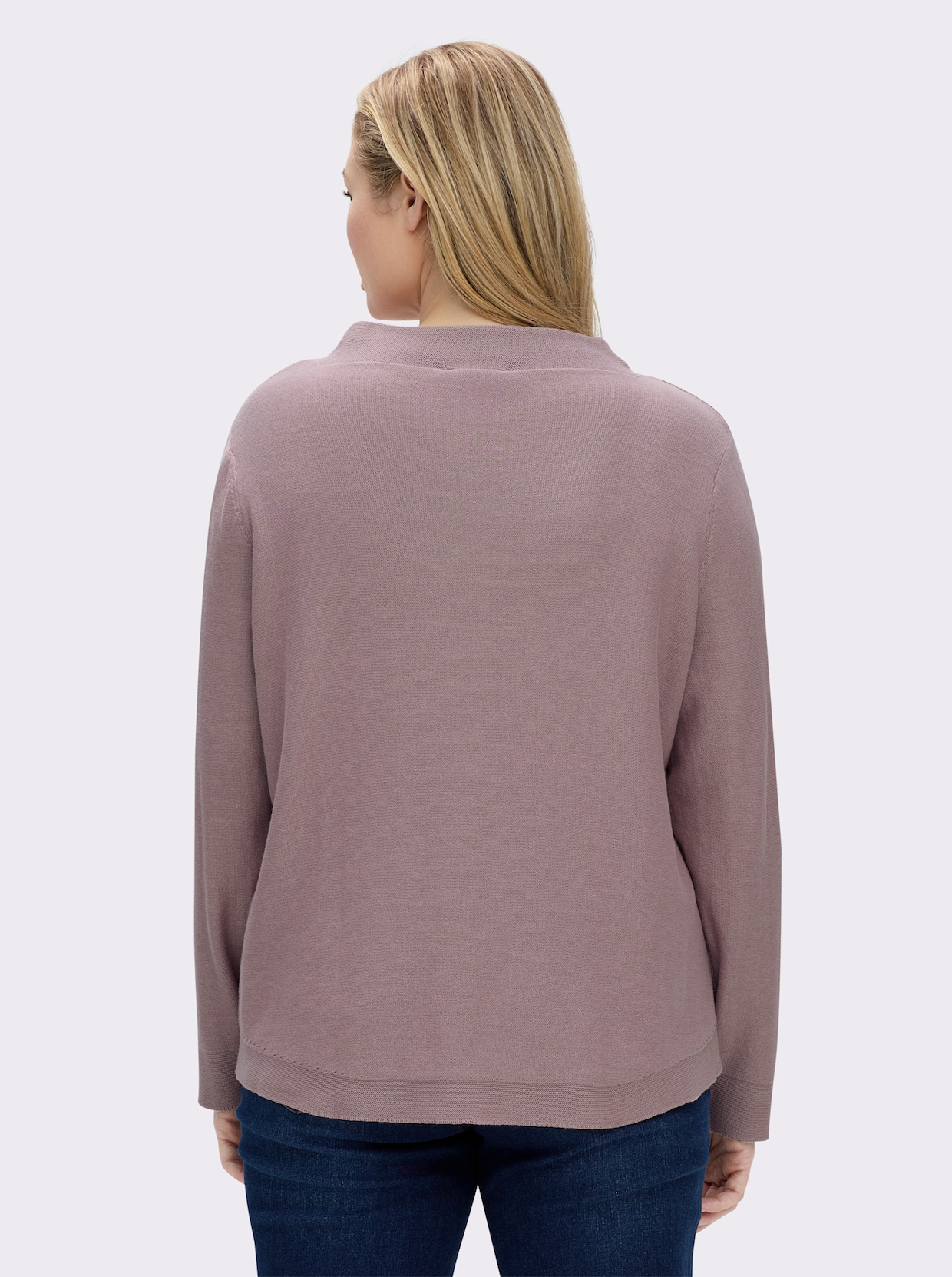 Langarm-Pullover aus reiner Baumwolle - mauve