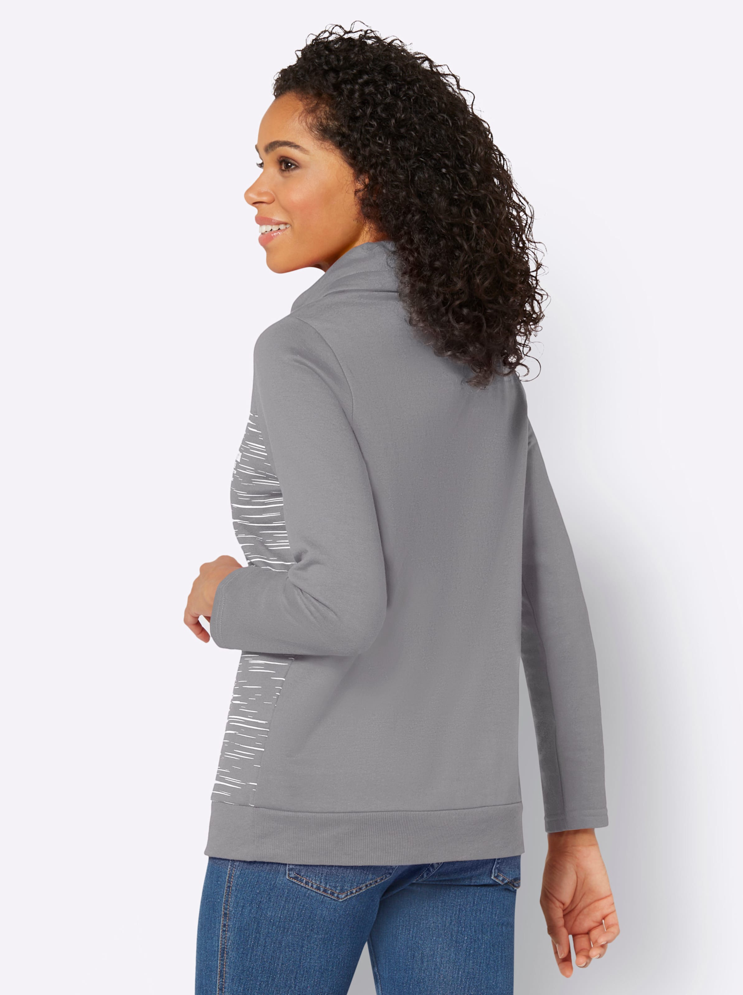Sheego Damen Steingrau-Bedruckt Sweatshirt - Bild 3