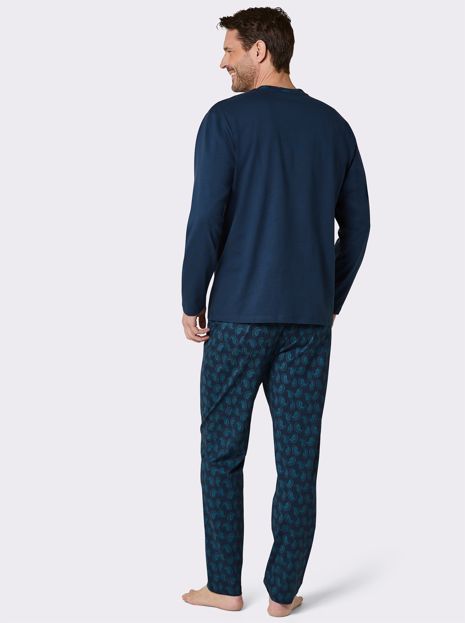 wäschepur men Schlafanzug - dunkelblau-topas-bedruckt