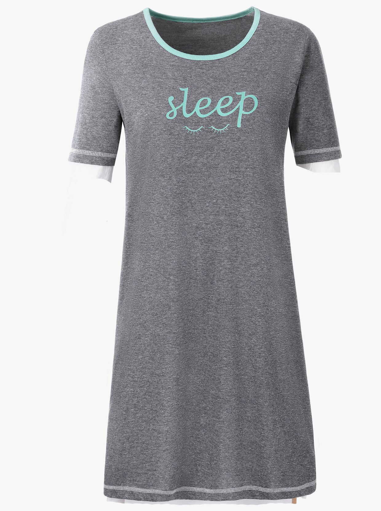 wäschepur Sleepshirts - grau-meliert + mint